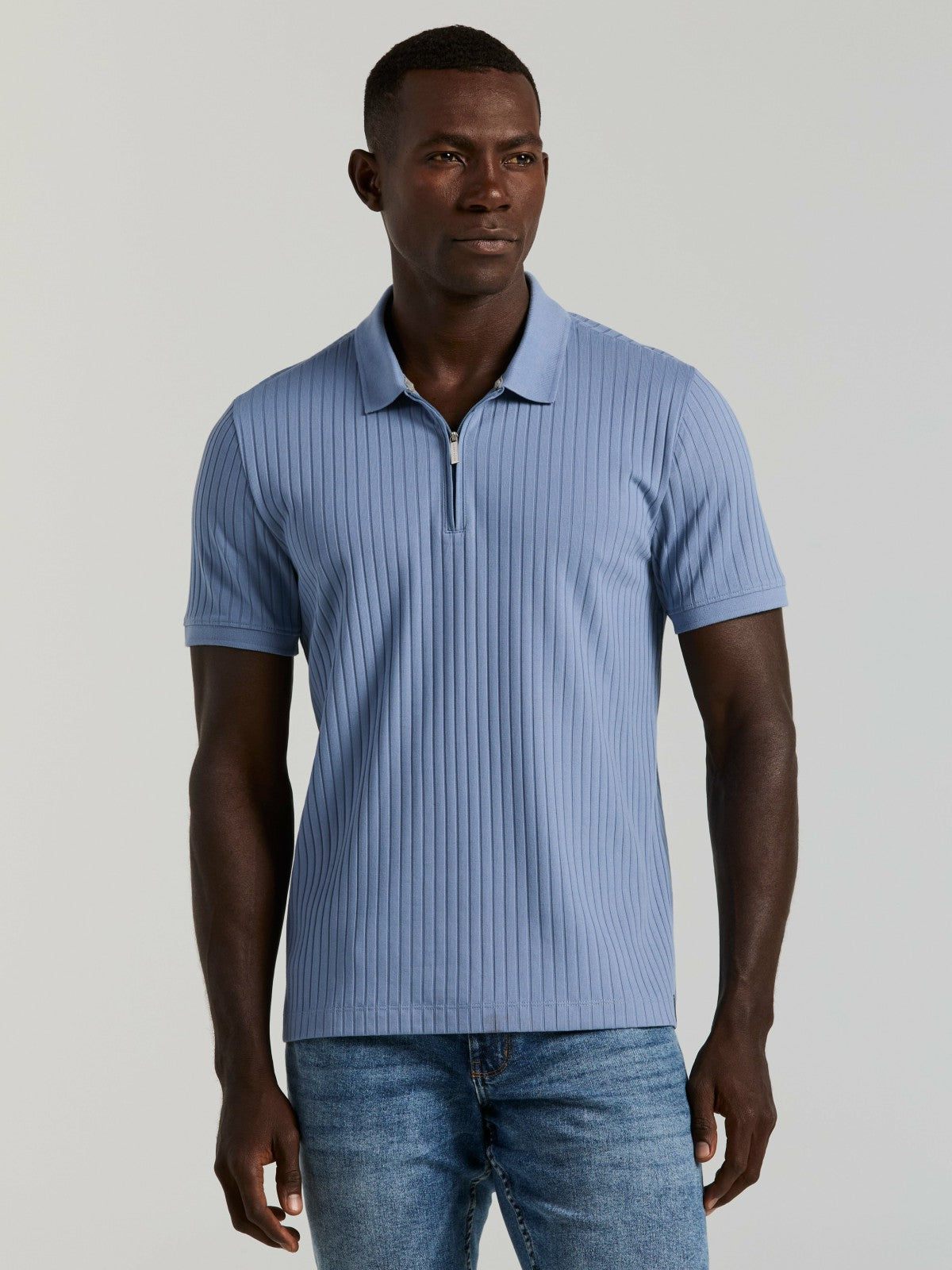 Quarter Zip Ribbed Polo -  Perry Ellis online