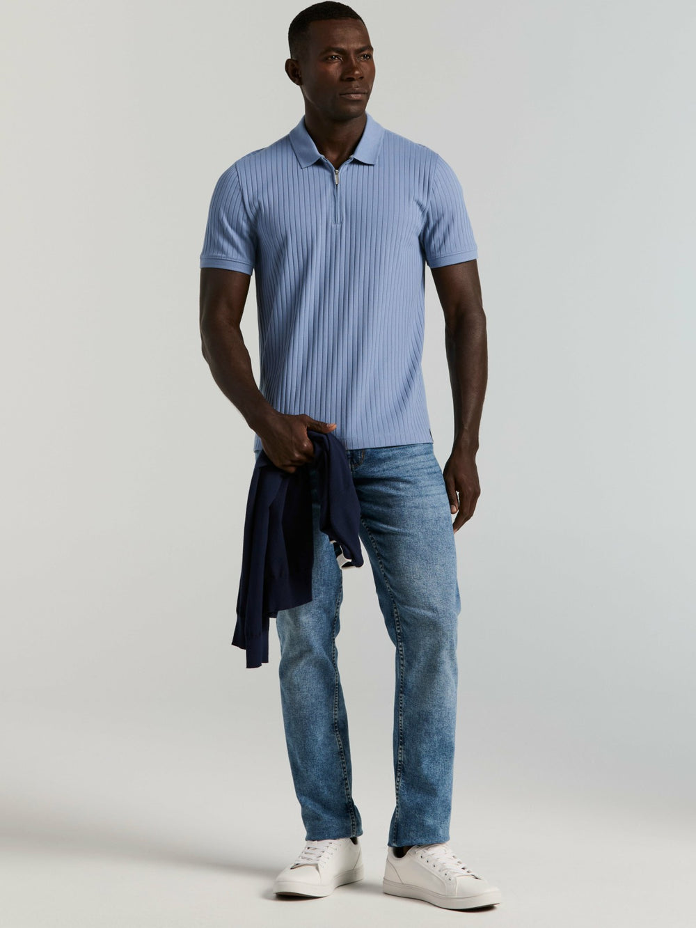 Quarter Zip Ribbed Polo -  Perry Ellis online