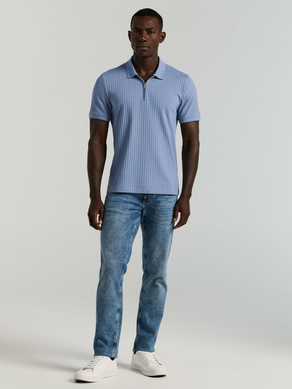 Quarter Zip Ribbed Polo -  Perry Ellis online