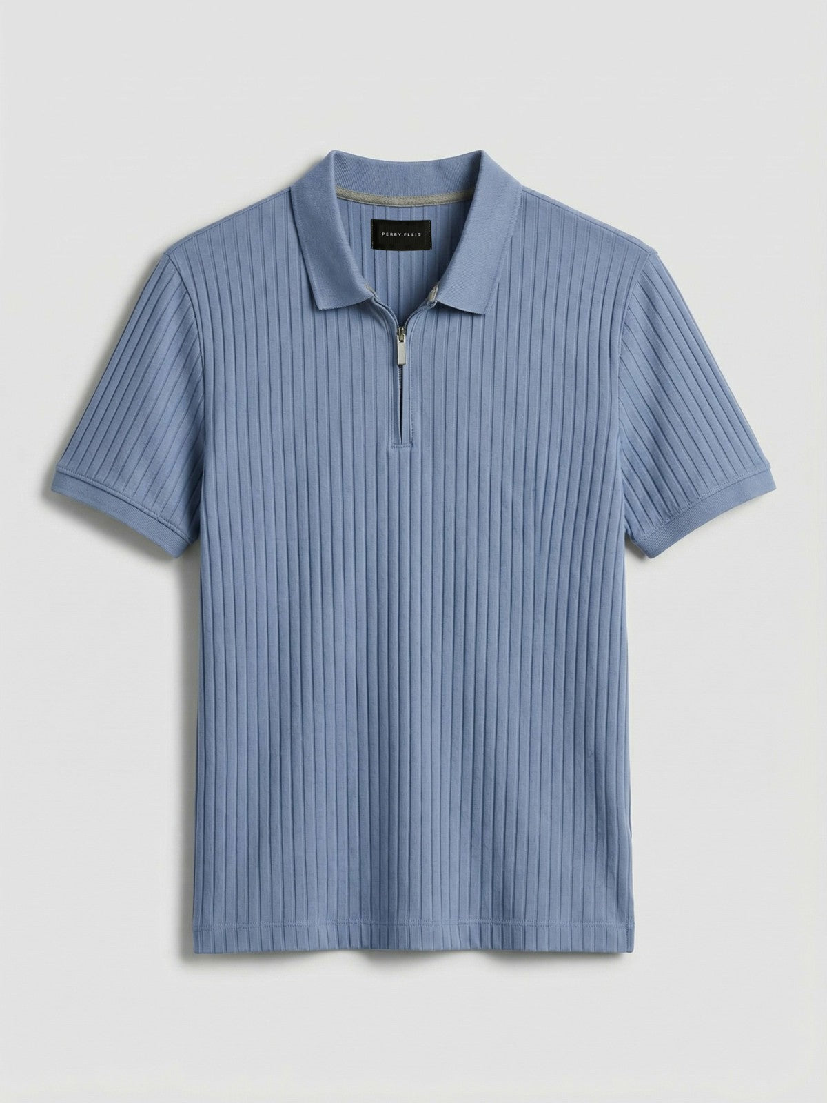 Quarter Zip Ribbed Polo -  Perry Ellis online