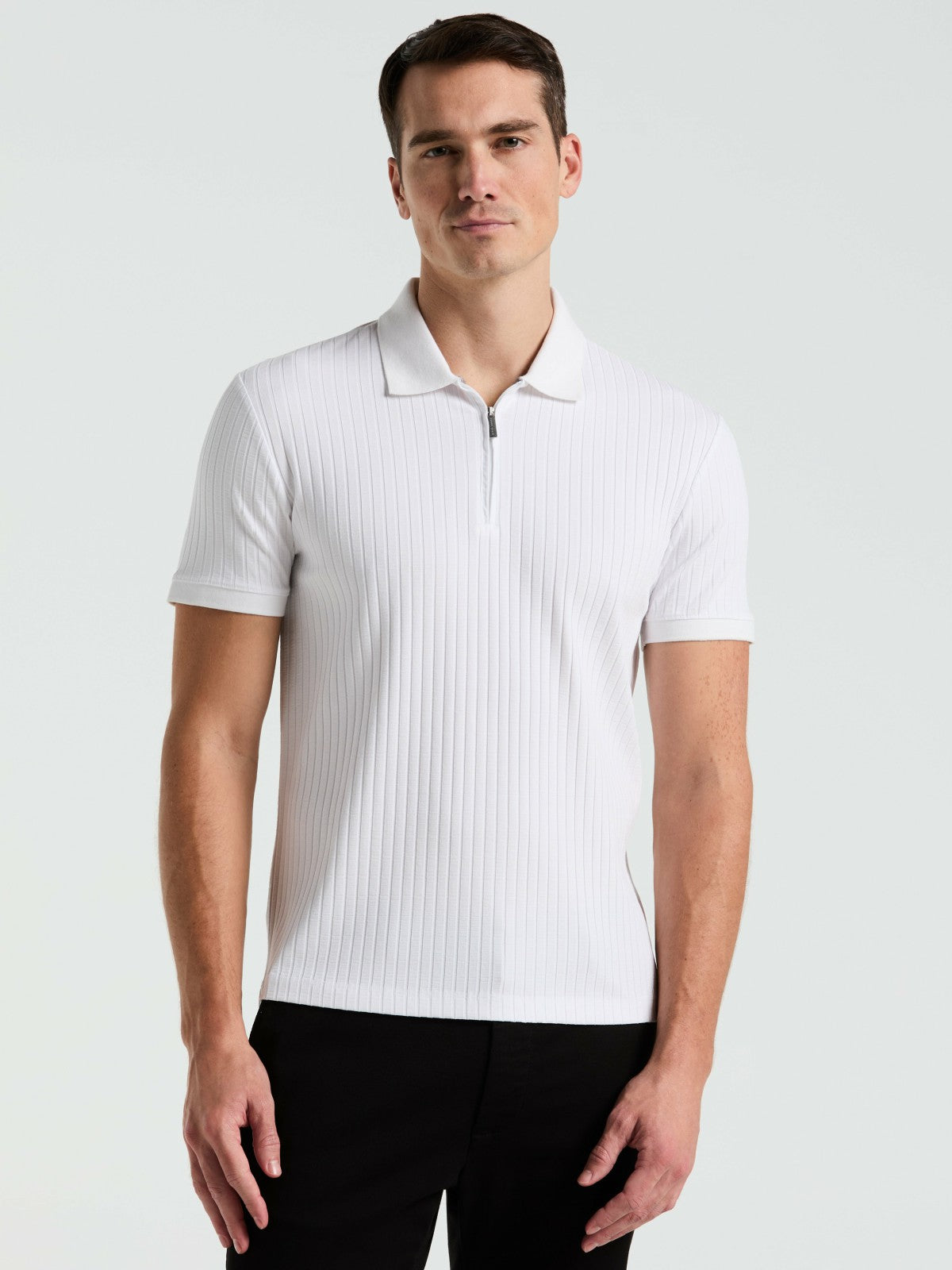 Quarter Zip Ribbed Polo -  Perry Ellis online