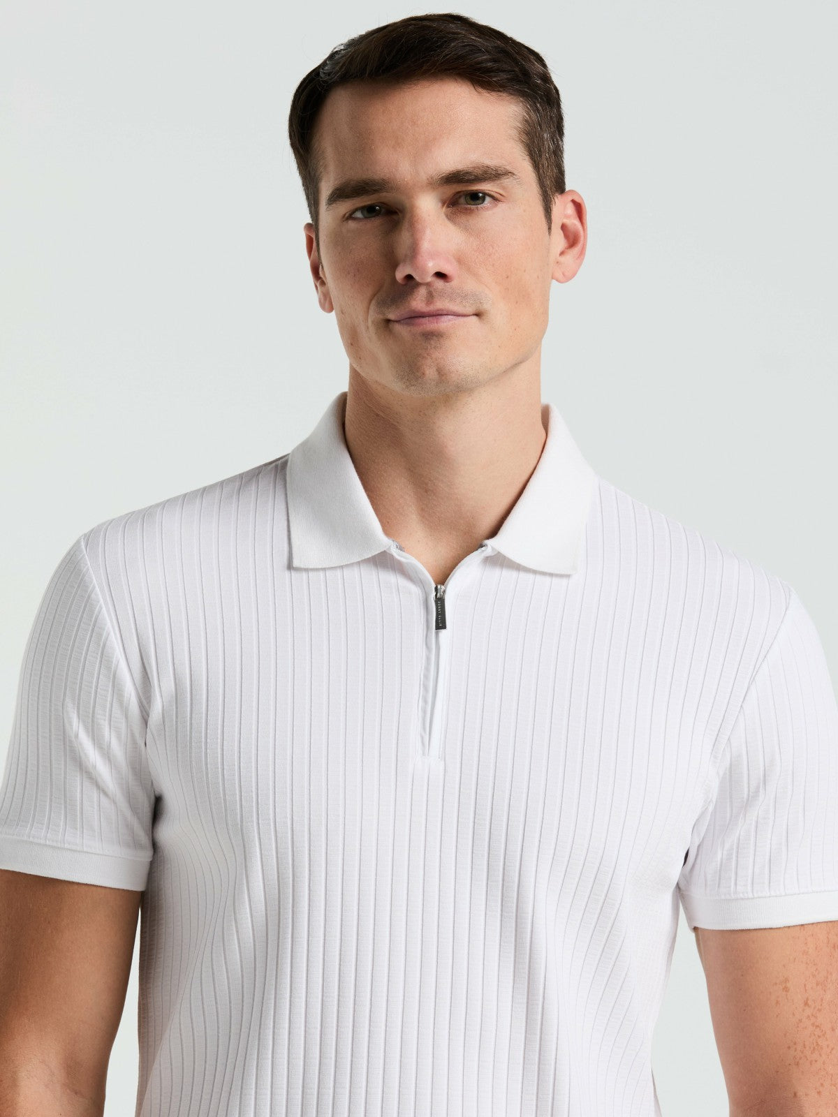 Quarter Zip Ribbed Polo -  Perry Ellis online
