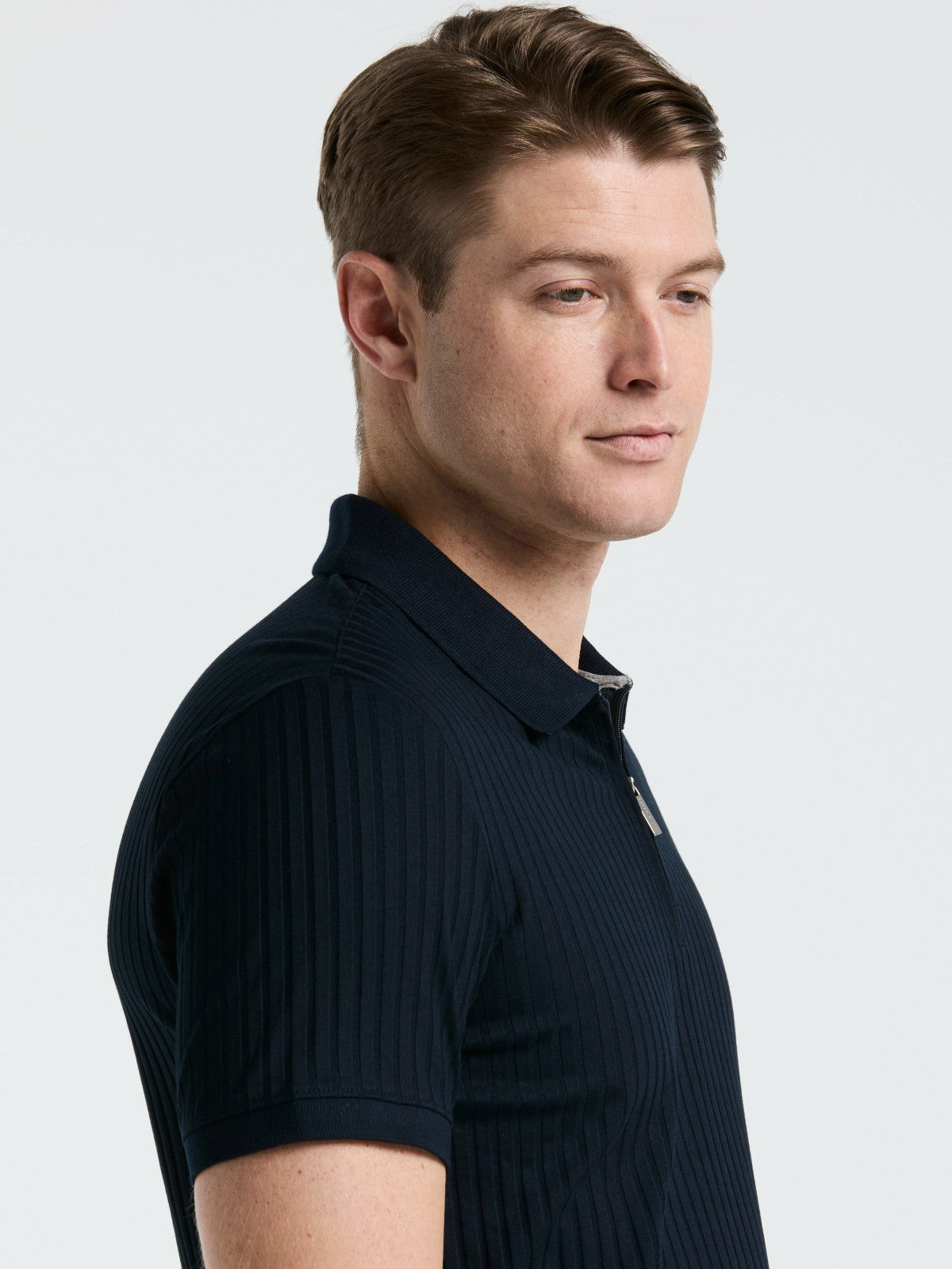 Quarter Zip Ribbed Polo -  Perry Ellis online