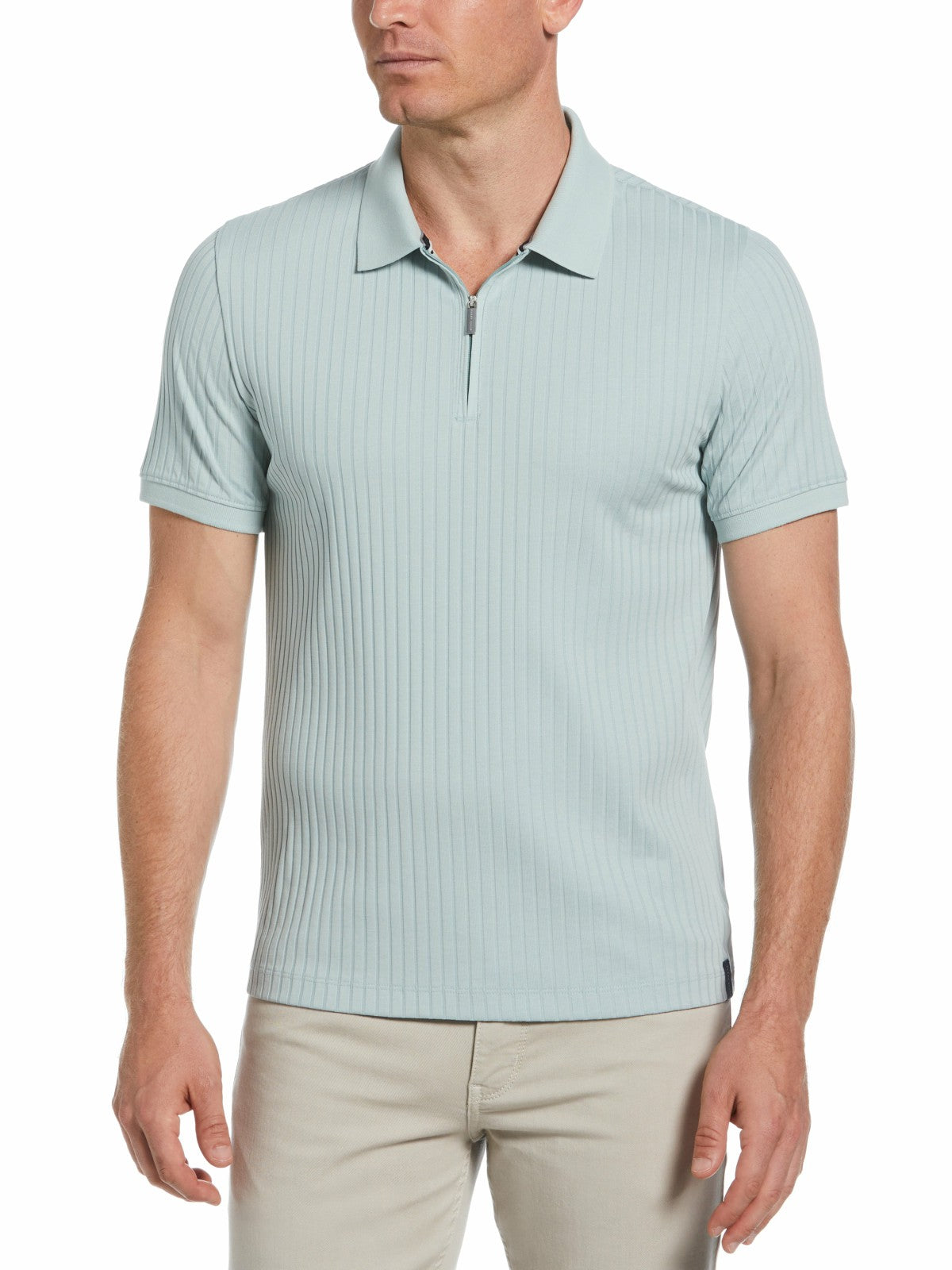 Quarter Zip Ribbed Polo -  Perry Ellis online