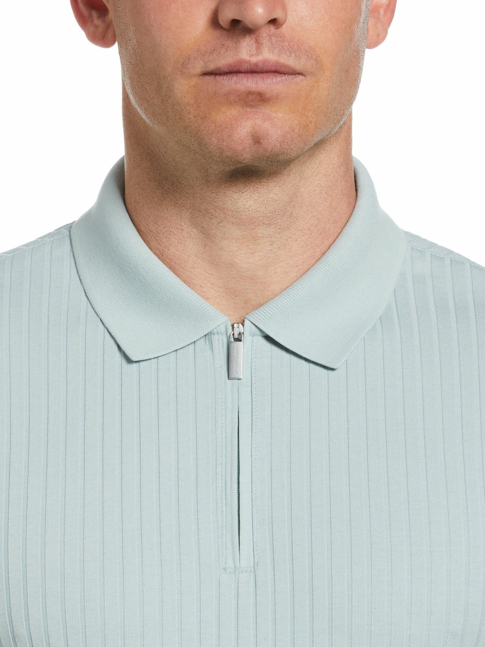 Quarter Zip Ribbed Polo -  Perry Ellis online