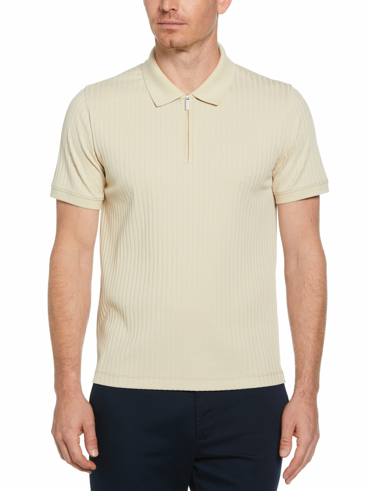 Quarter Zip Ribbed Polo -  Perry Ellis online