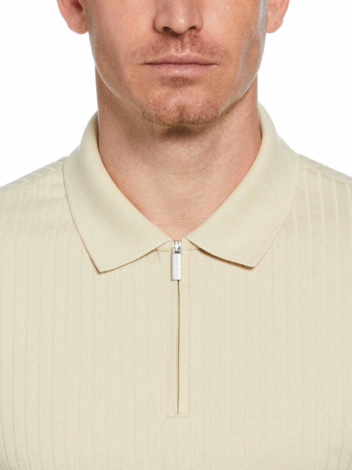 Quarter Zip Ribbed Polo -  Perry Ellis online