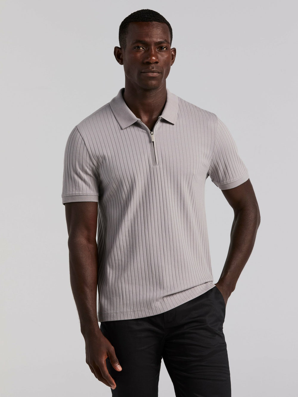 Quarter Zip Ribbed Polo -  Perry Ellis online