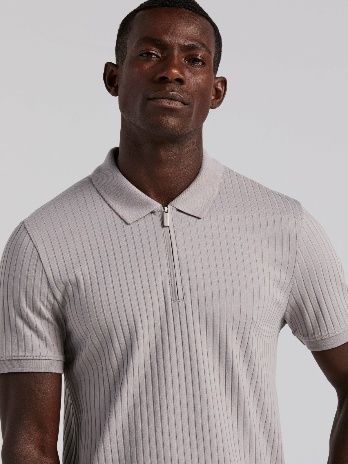 Quarter Zip Ribbed Polo -  Perry Ellis online