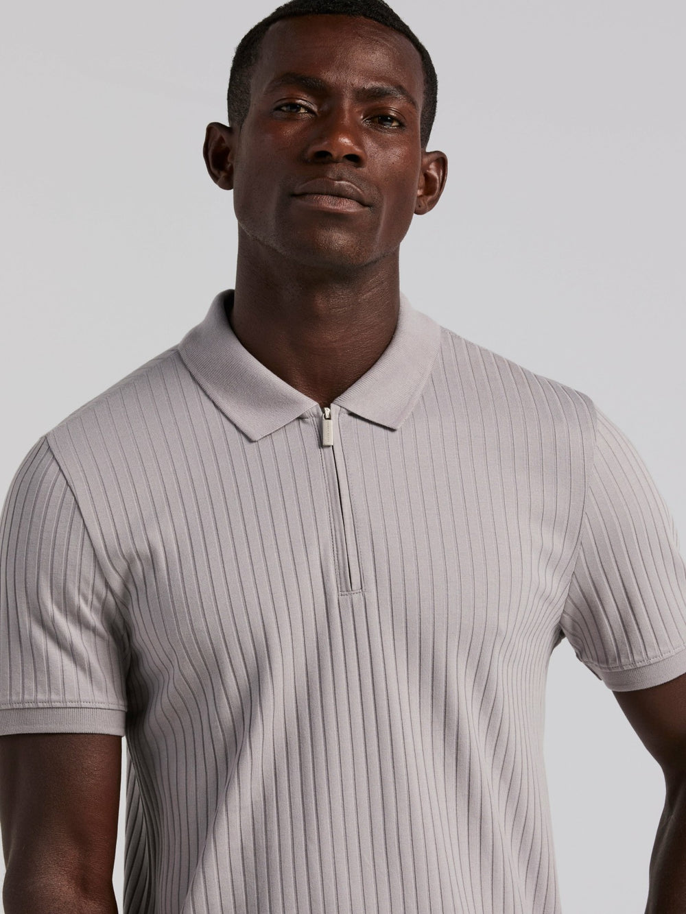 Quarter Zip Ribbed Polo -  Perry Ellis online