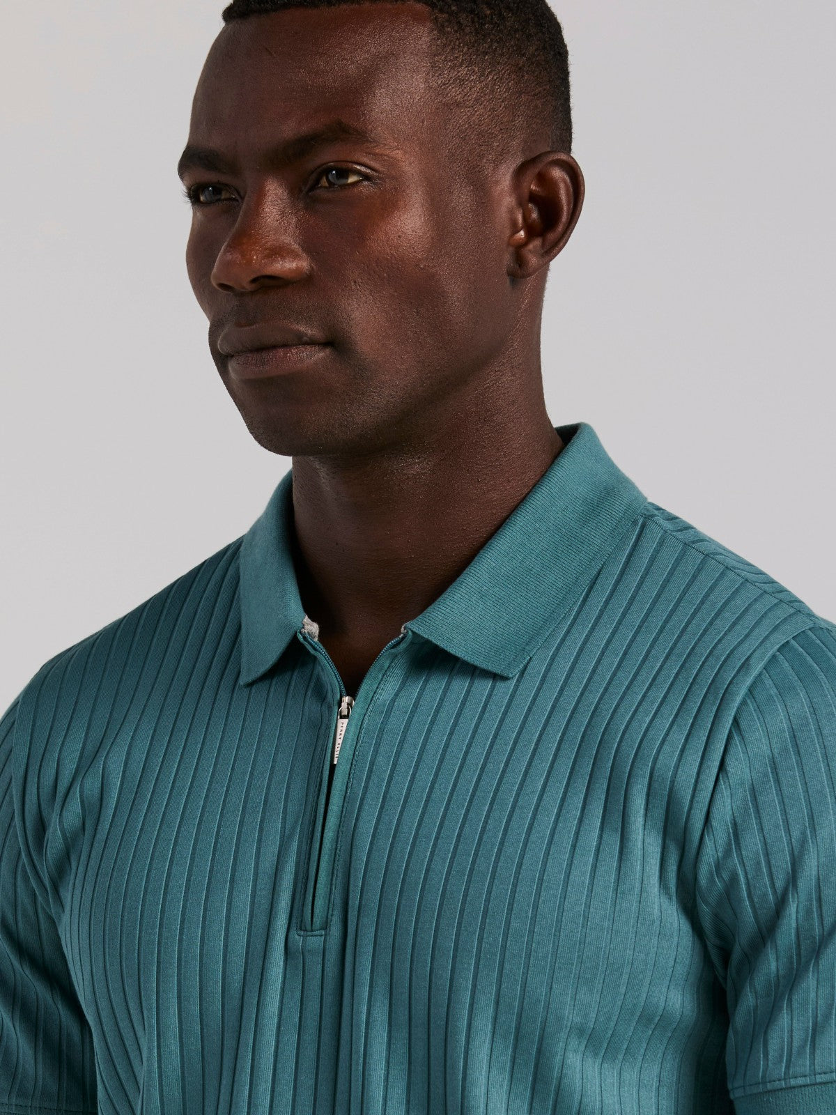 Quarter Zip Ribbed Polo -  Perry Ellis online
