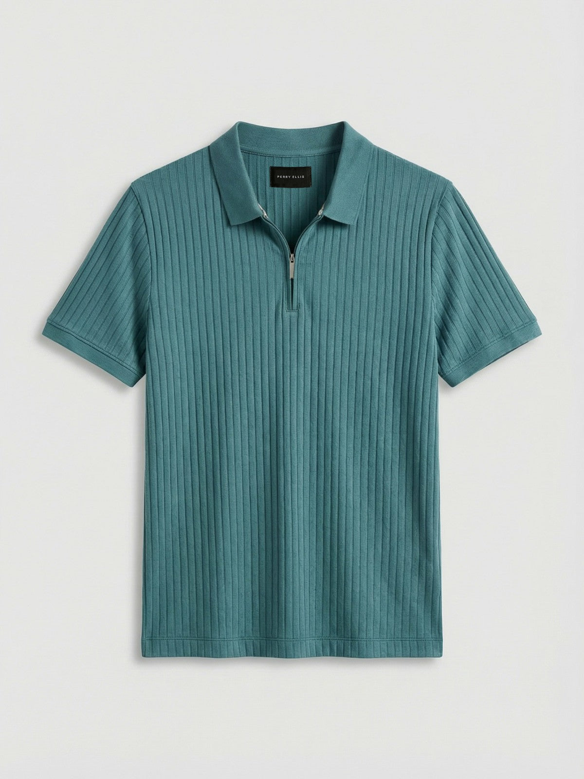 Quarter Zip Ribbed Polo -  Perry Ellis online