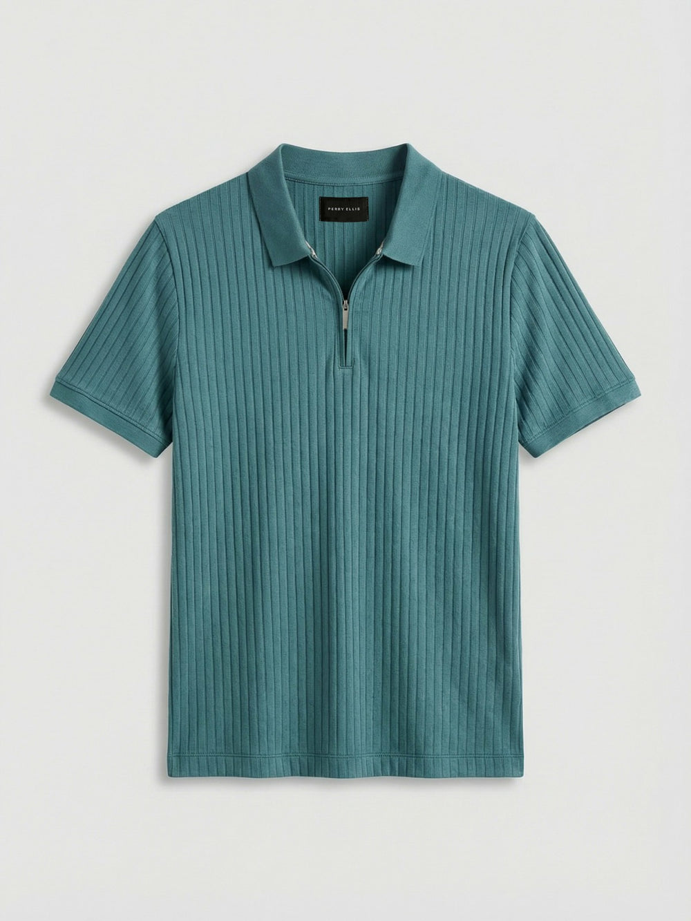 Quarter Zip Ribbed Polo -  Perry Ellis online