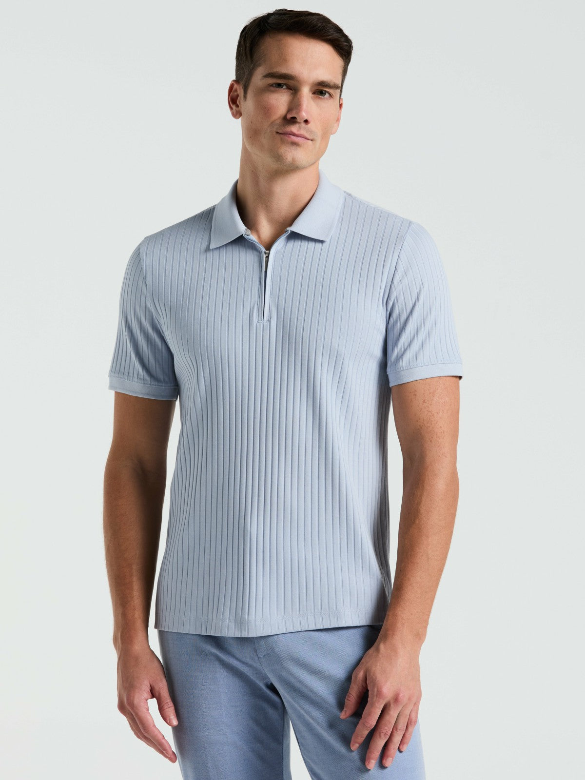 Quarter Zip Ribbed Polo -  Perry Ellis online