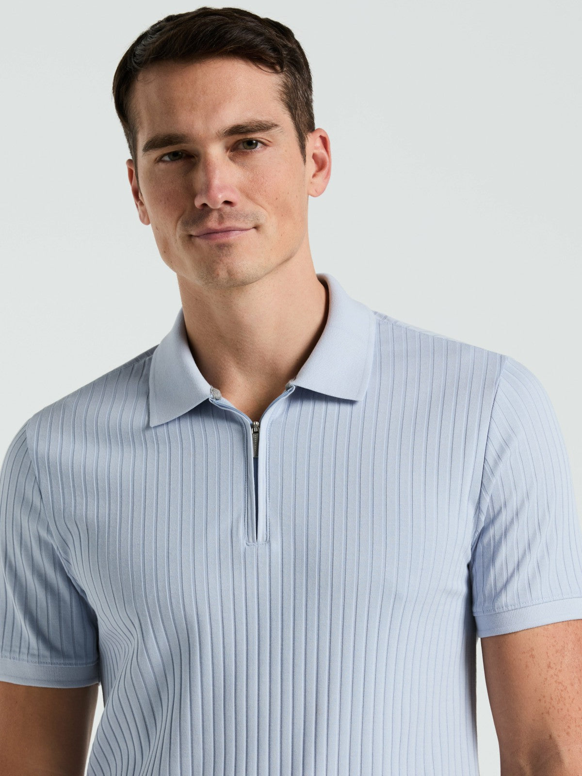 Quarter Zip Ribbed Polo -  Perry Ellis online