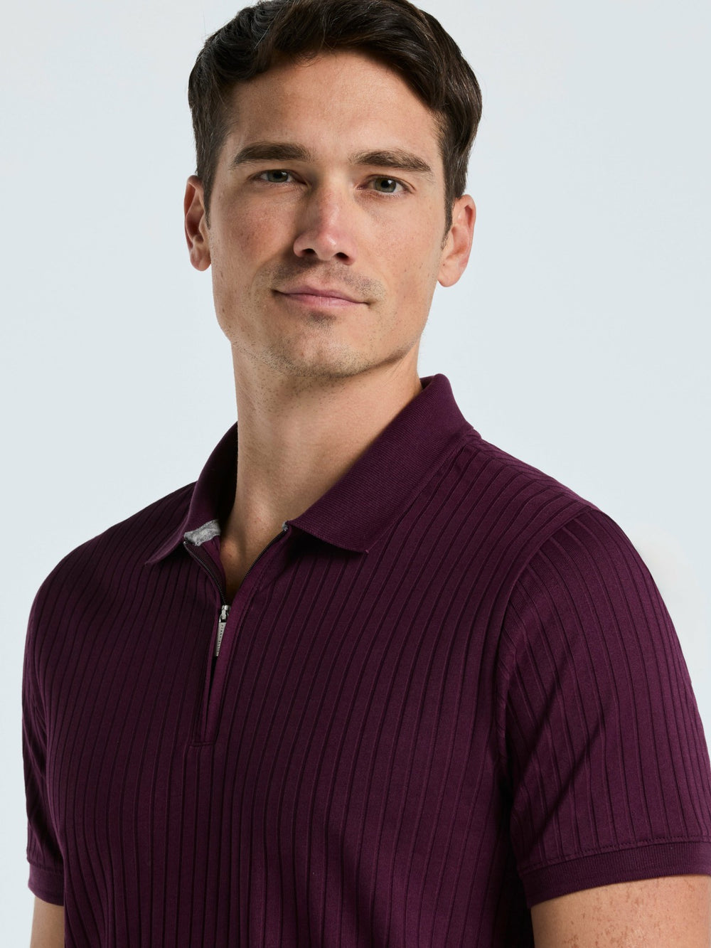 Quarter Zip Ribbed Polo -  Perry Ellis online