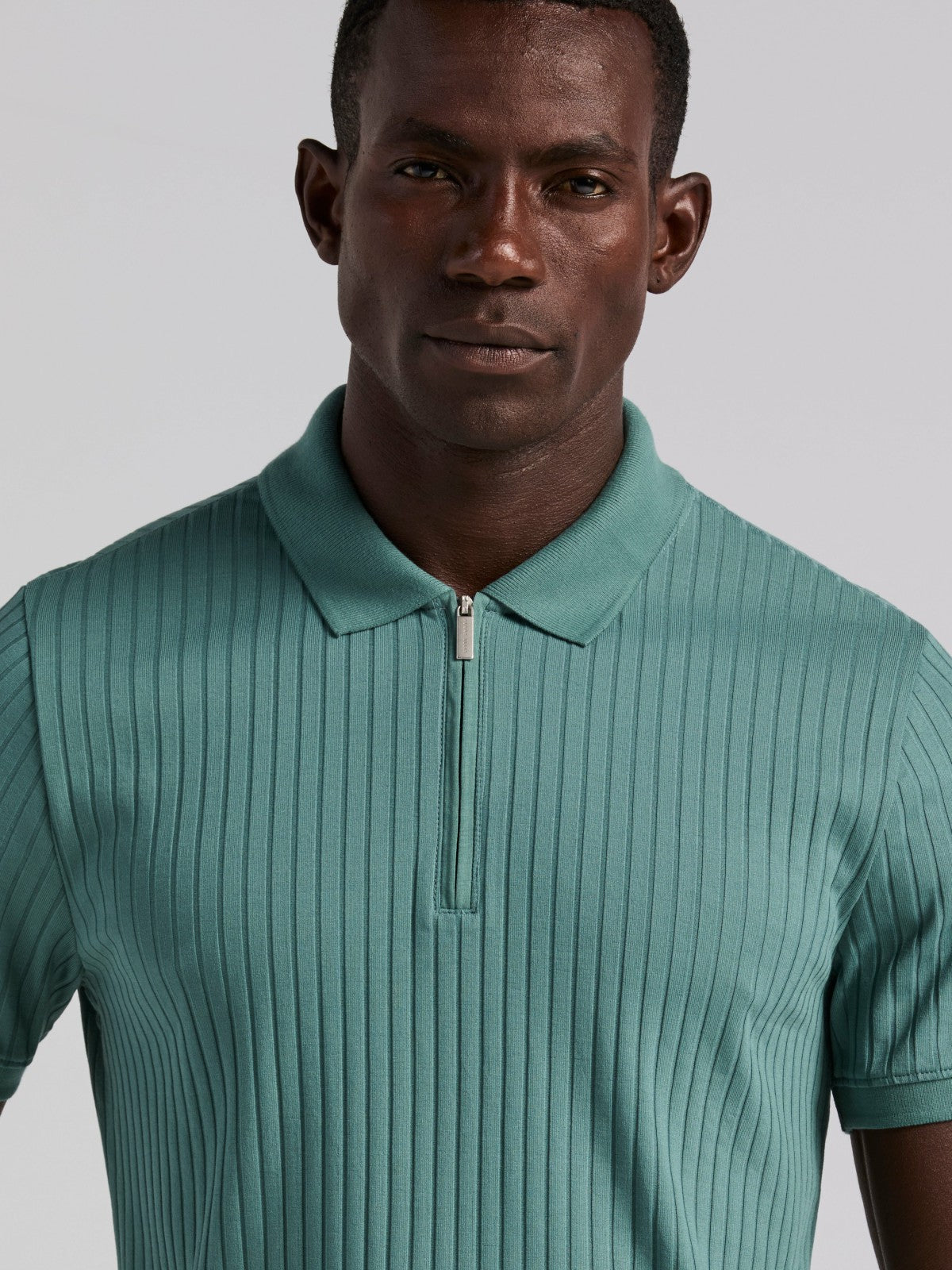 Quarter Zip Ribbed Polo -  Perry Ellis online