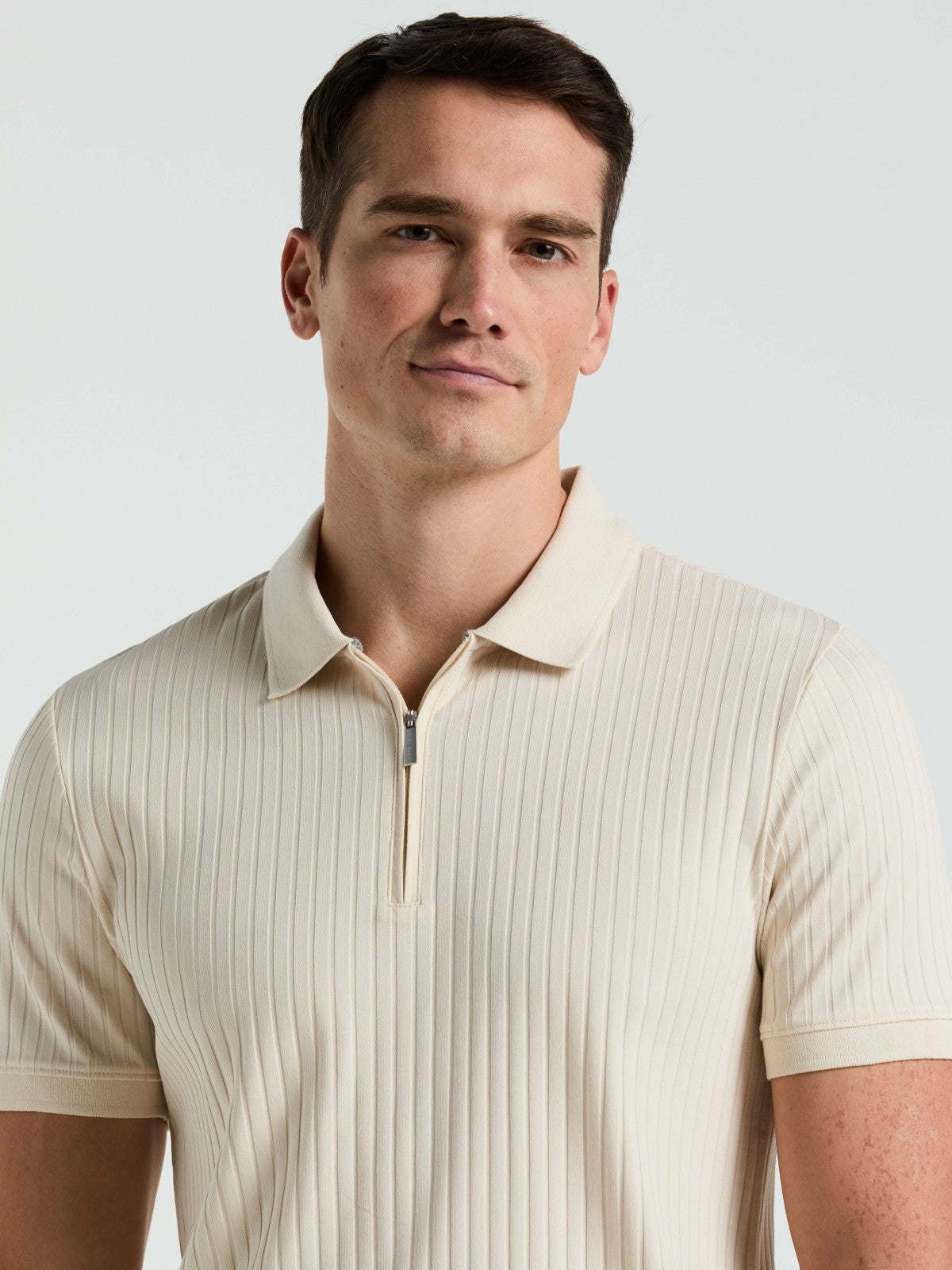 Quarter Zip Ribbed Polo -  Perry Ellis online
