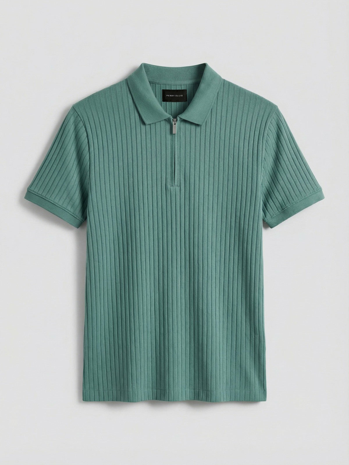 Quarter Zip Ribbed Polo -  Perry Ellis online