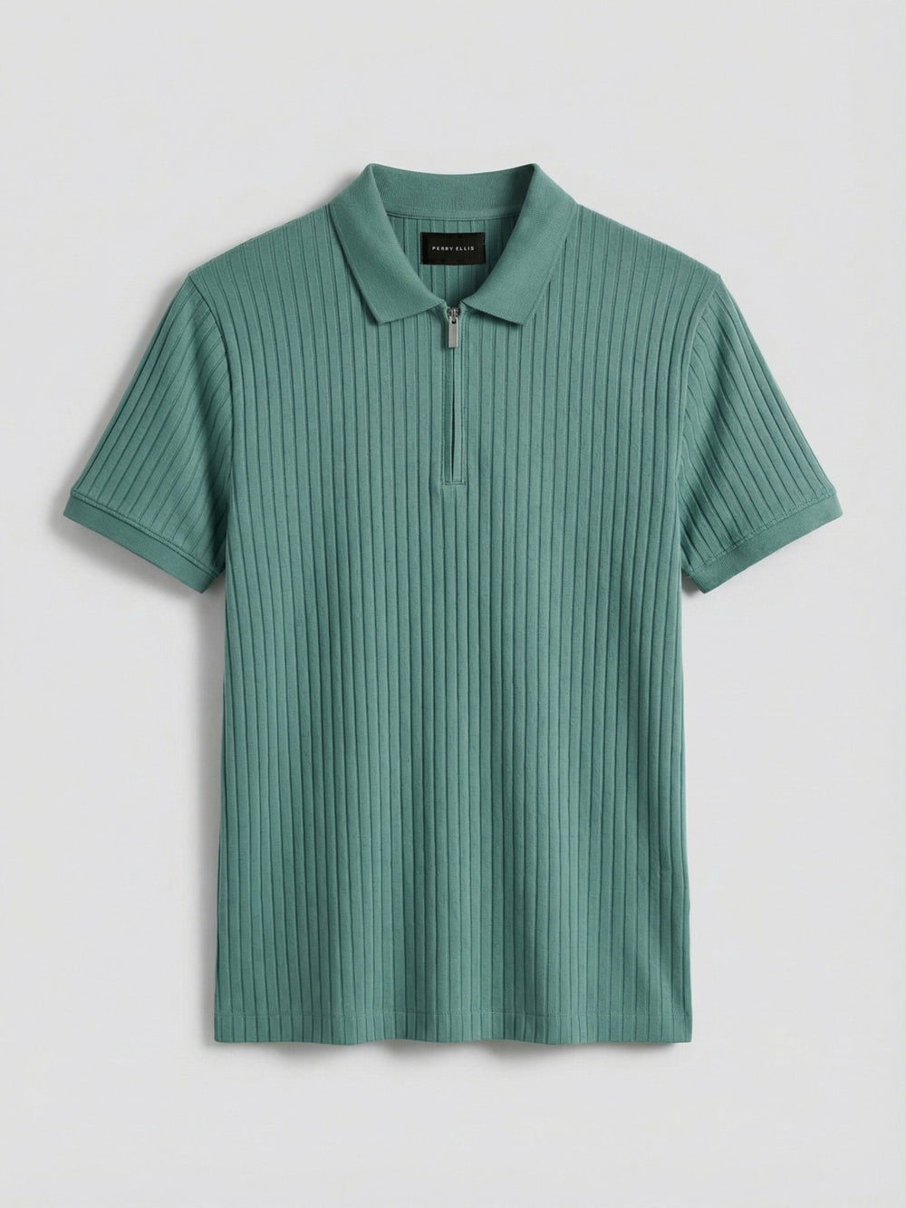 Quarter Zip Ribbed Polo -  Perry Ellis online