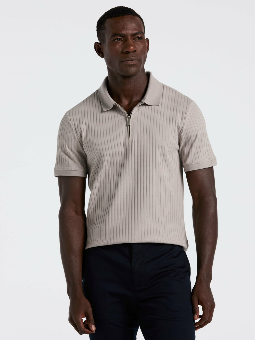 Quarter Zip Ribbed Polo -  Perry Ellis online