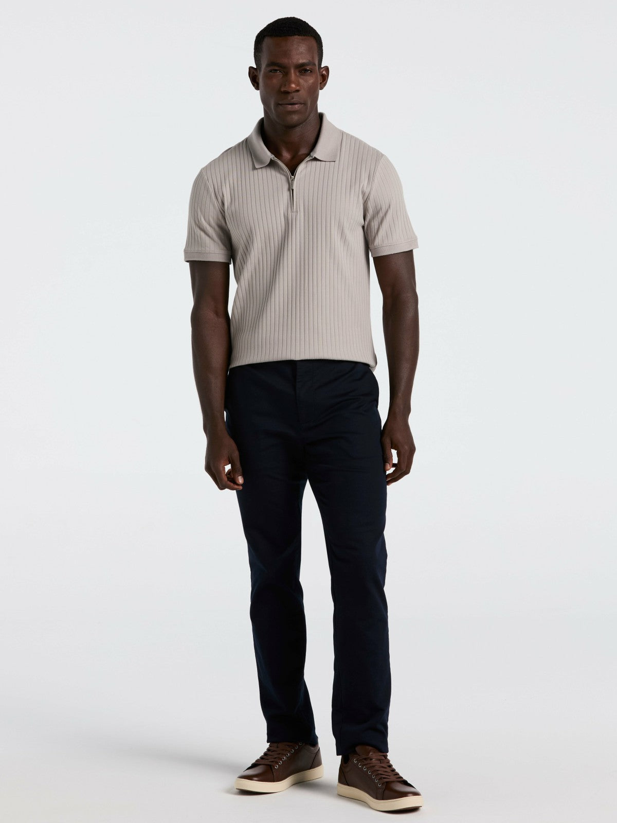 Quarter Zip Ribbed Polo -  Perry Ellis online