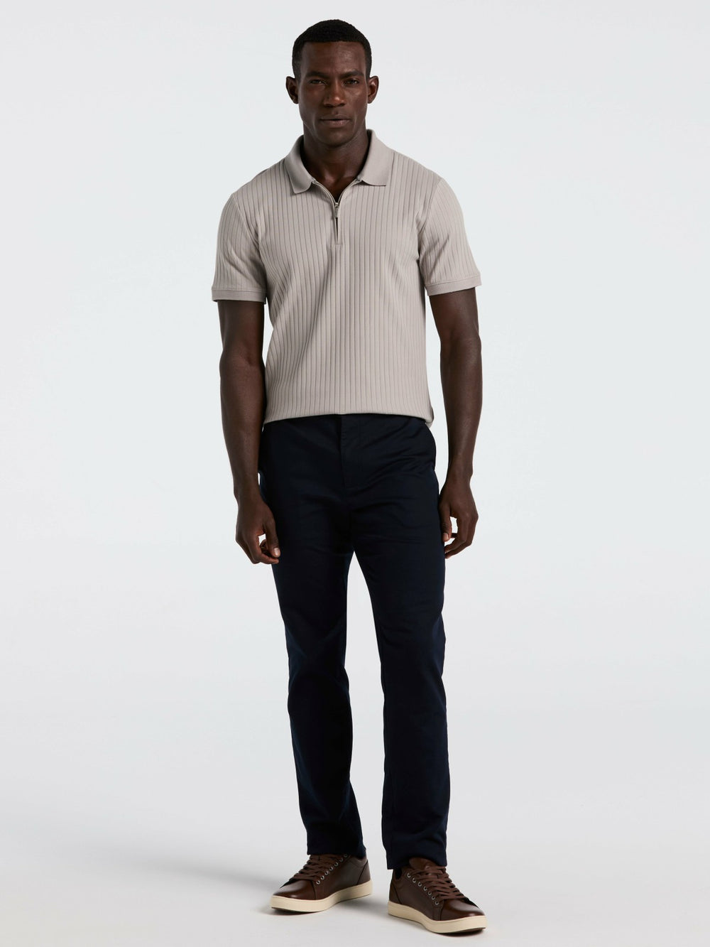 Quarter Zip Ribbed Polo -  Perry Ellis online