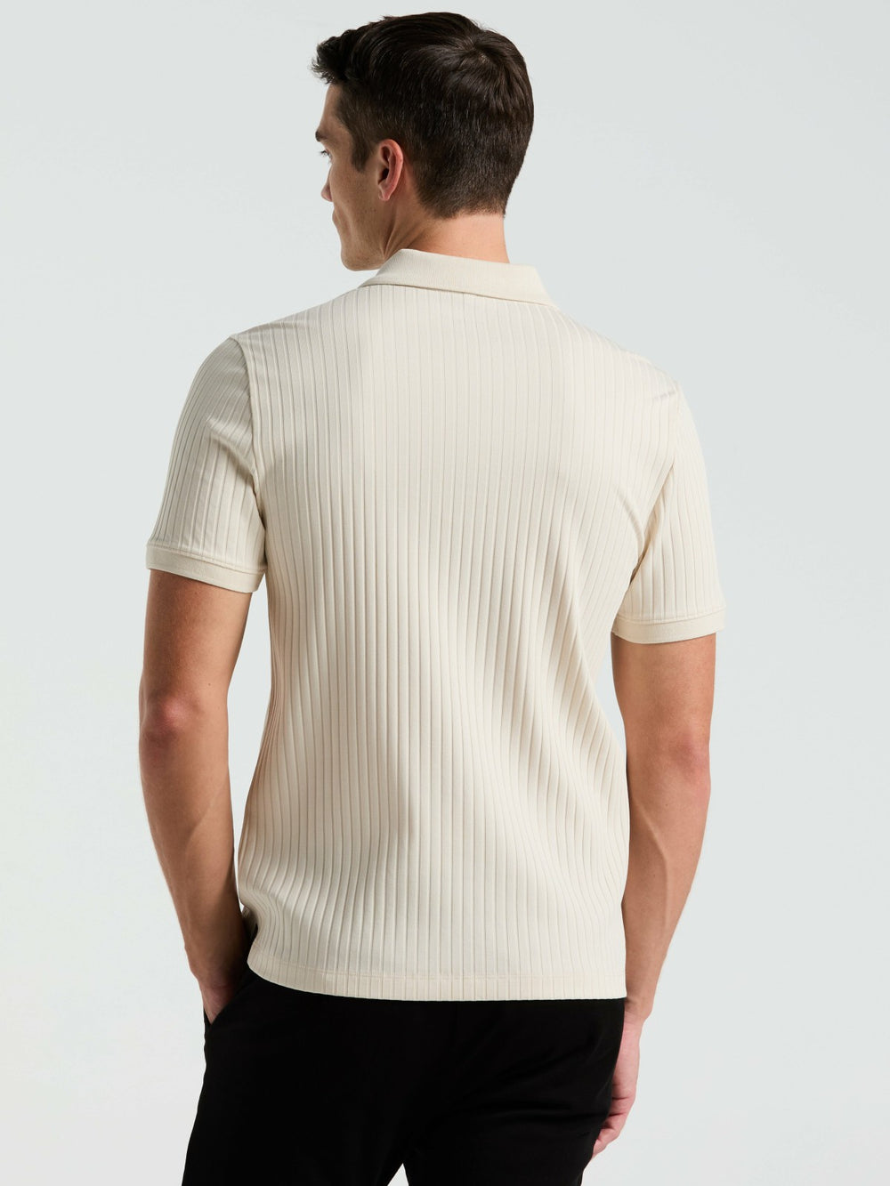 Quarter Zip Ribbed Polo -  Perry Ellis online