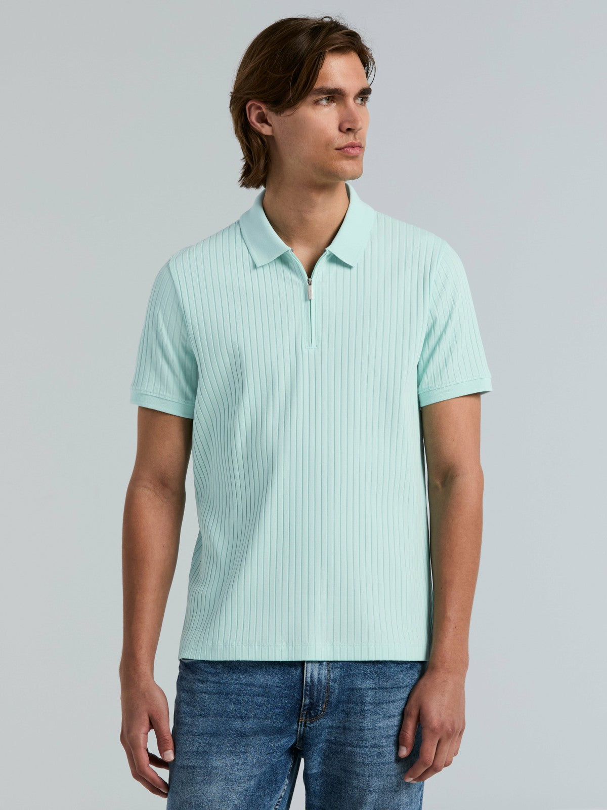 Quarter Zip Ribbed Polo -  Perry Ellis online