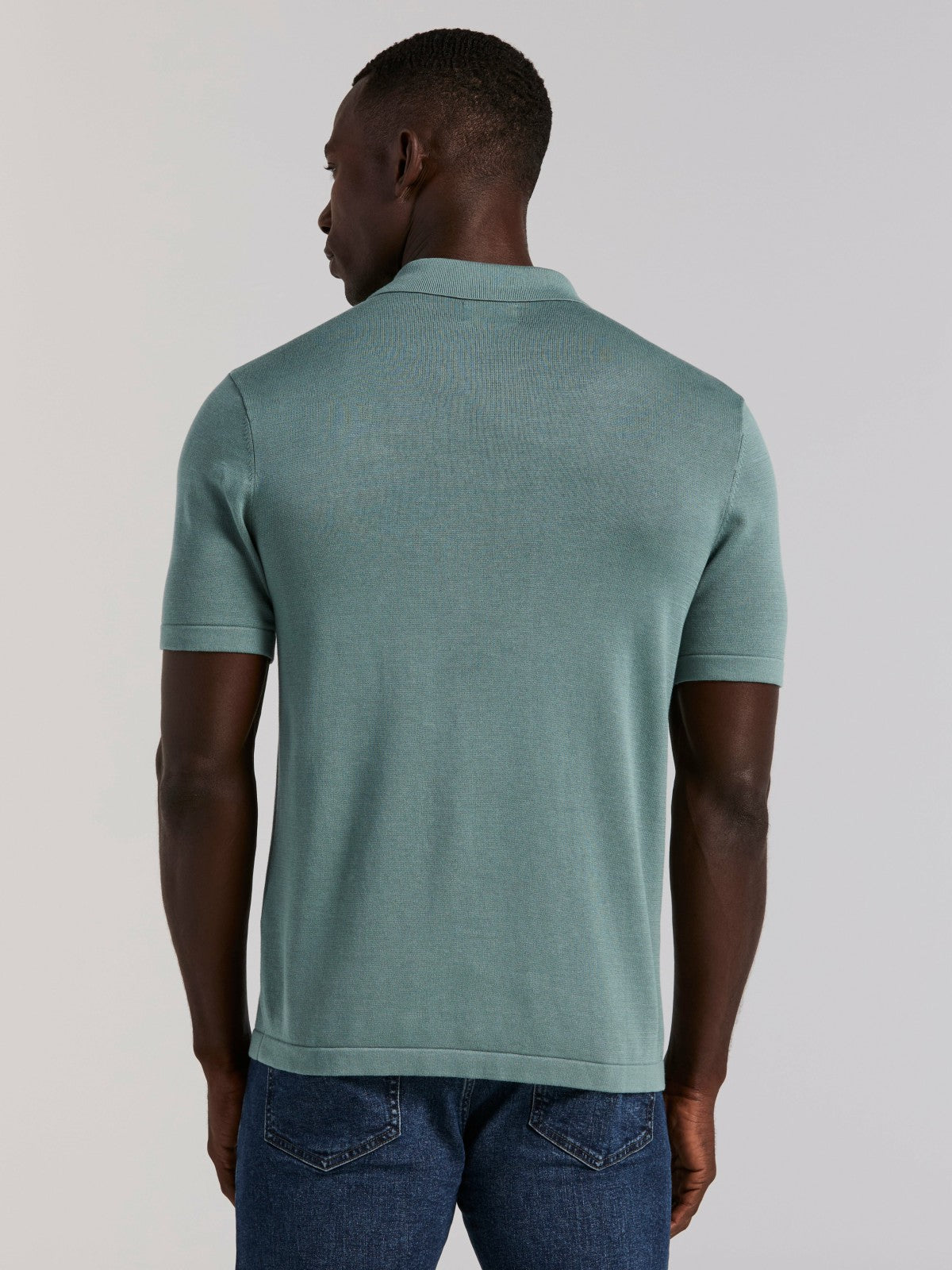 Cotton Modal Striped Zip Sweater Polo -  Perry Ellis discount