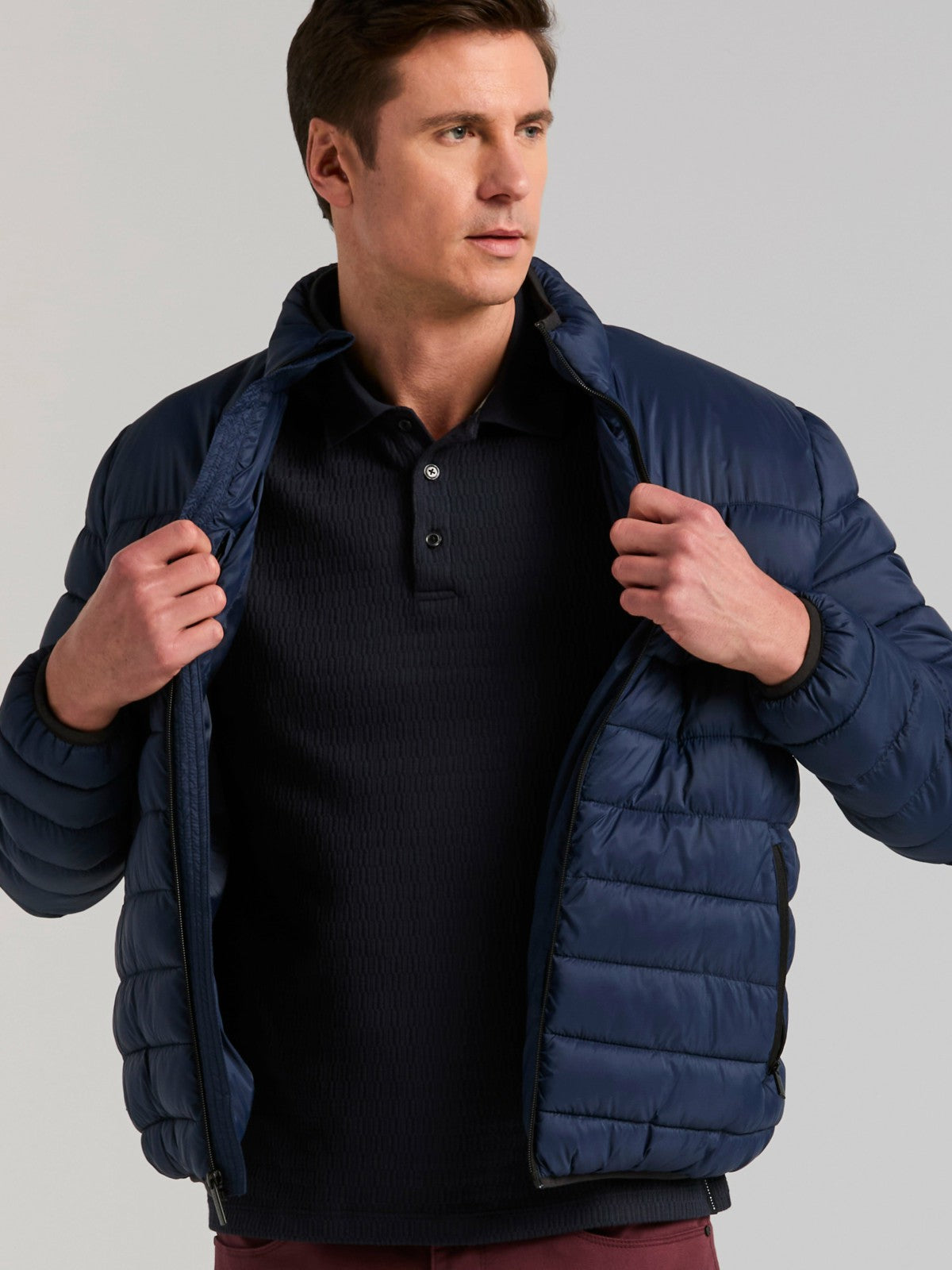 Geometric Jacquard Polo Shirt -  Perry Ellis US