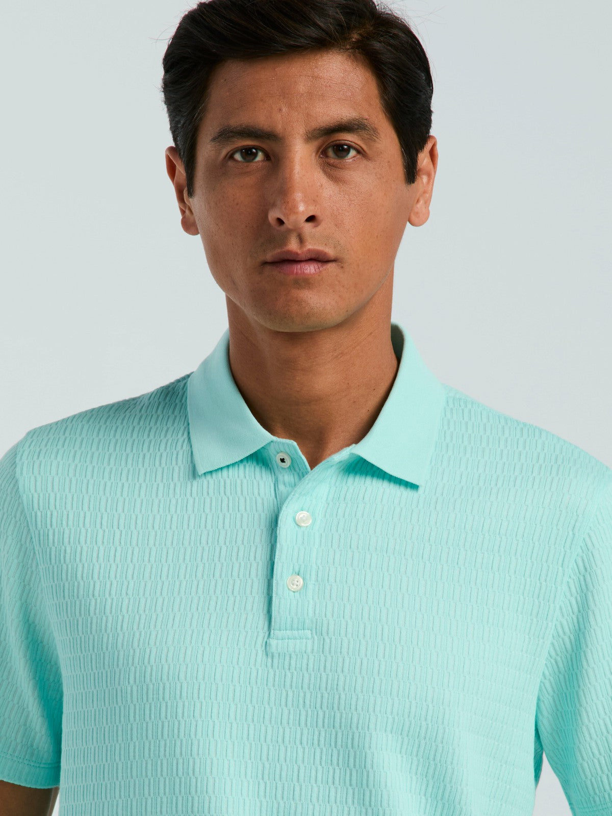 Geometric Jacquard Polo Shirt -  Perry Ellis US