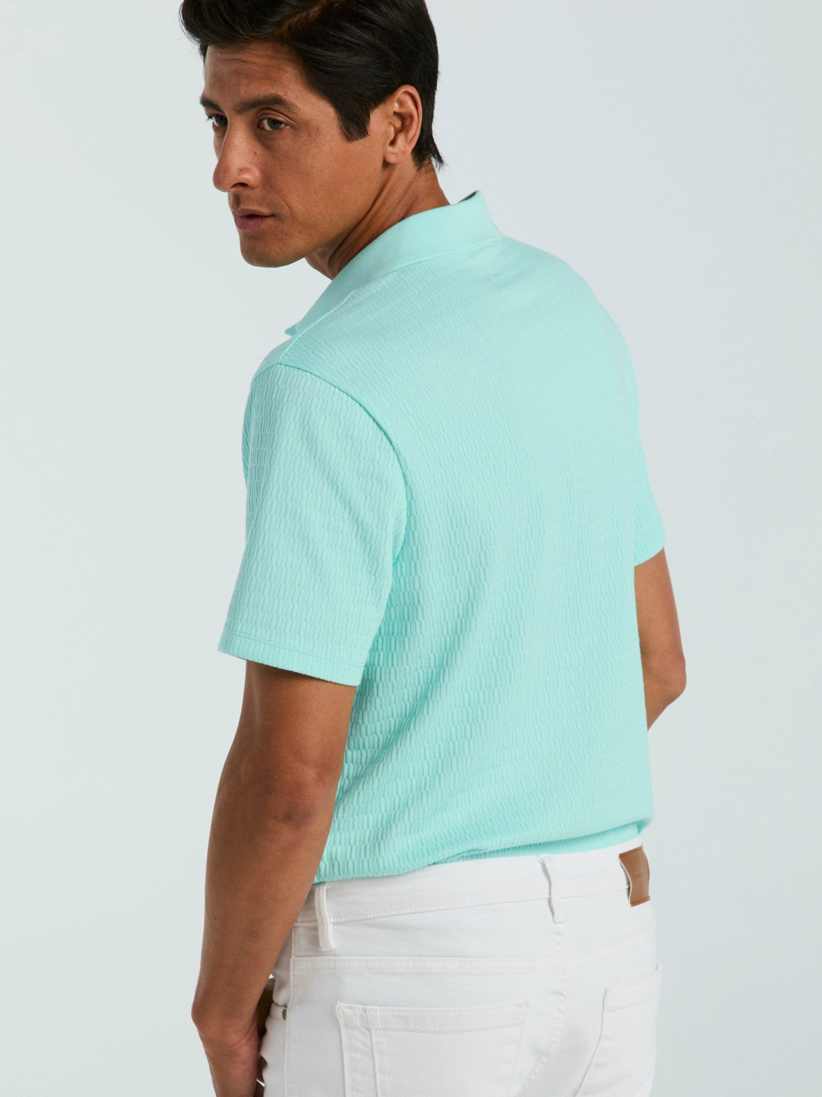 Geometric Jacquard Polo Shirt -  Perry Ellis US