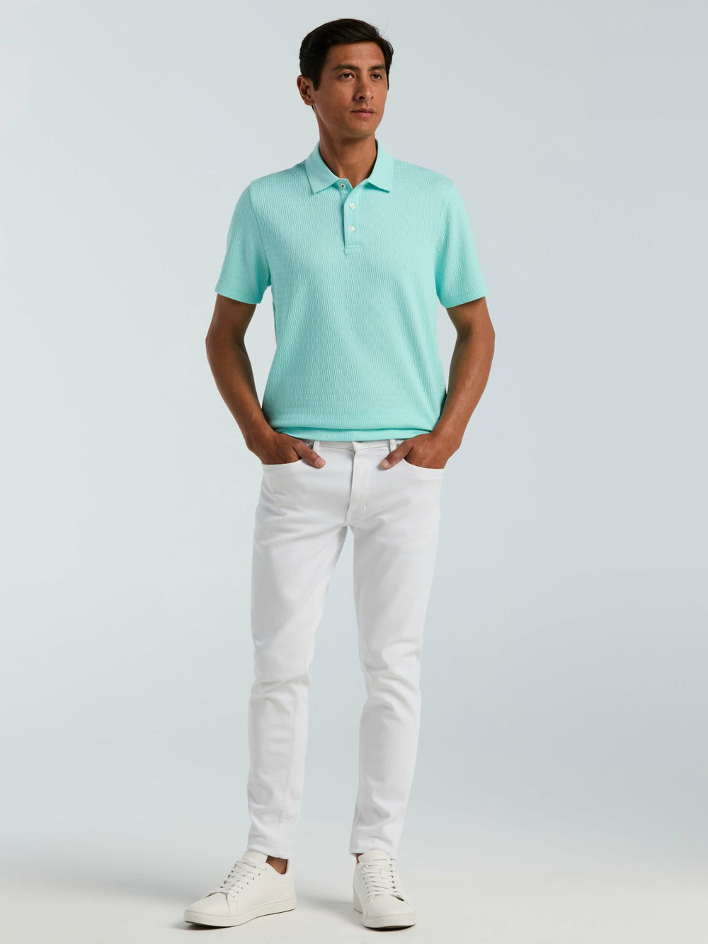 Geometric Jacquard Polo Shirt -  Perry Ellis US