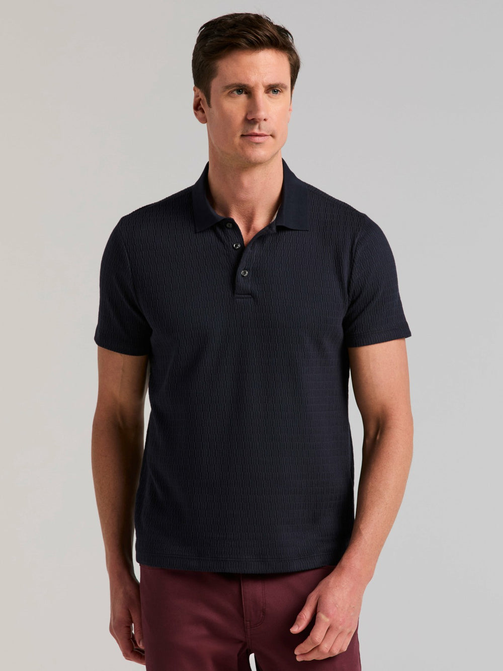 Geometric Jacquard Polo Shirt -  Perry Ellis US