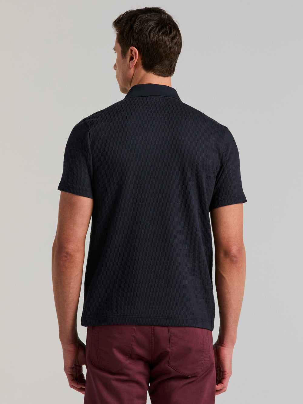 Geometric Jacquard Polo Shirt -  Perry Ellis US