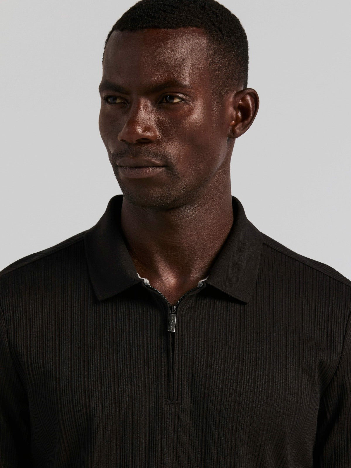 Variegated Vertical Ribbed Zip Polo -  Perry Ellis near me