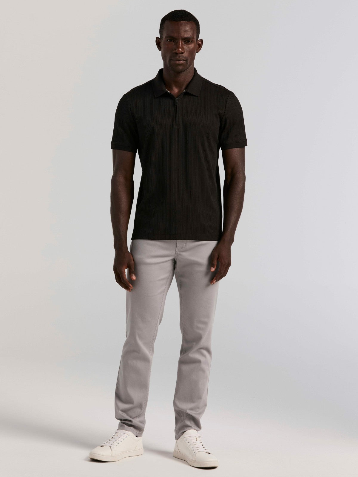 Variegated Vertical Ribbed Zip Polo -  Perry Ellis near me