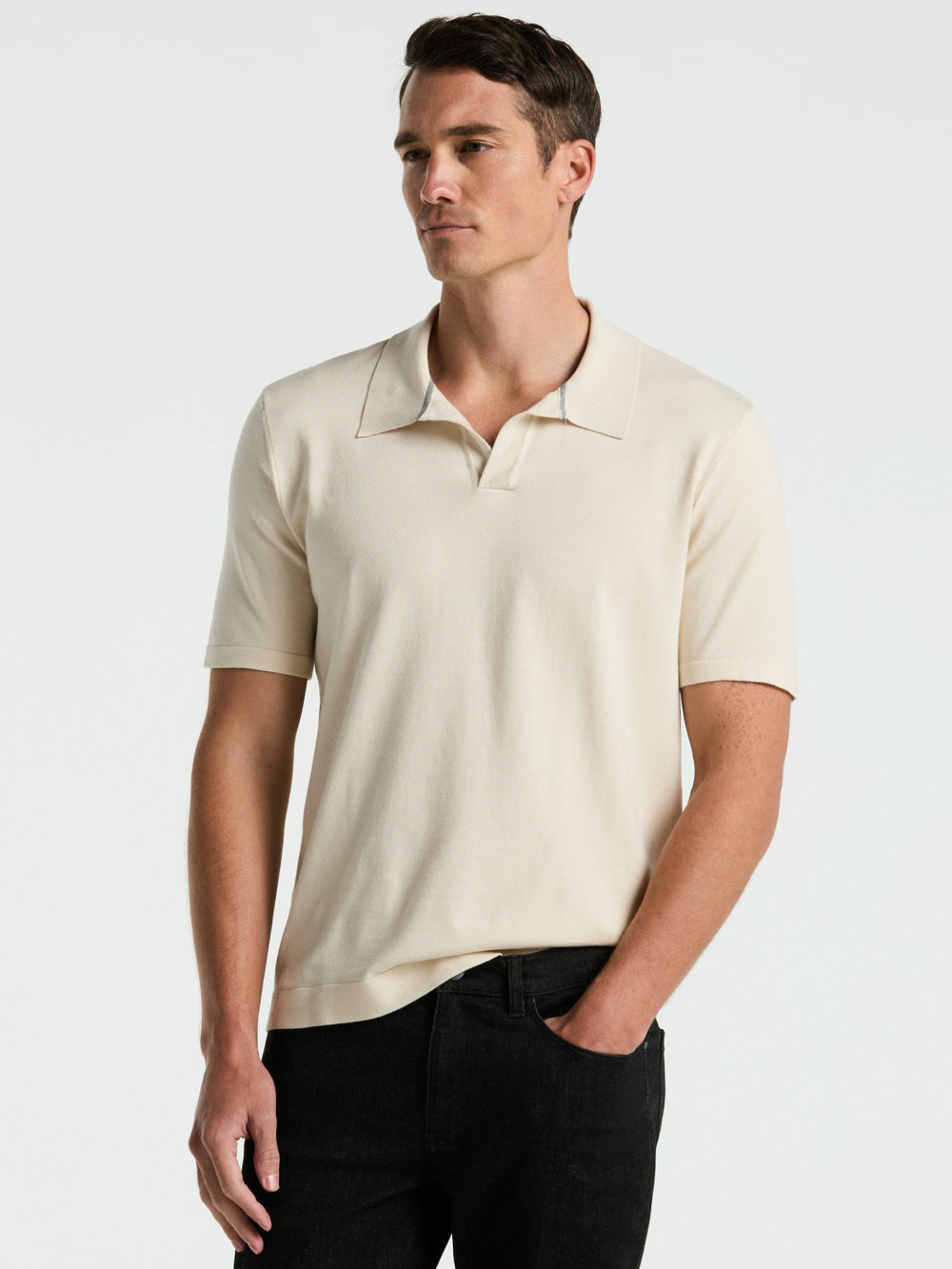 Tech Knit Open Collar Sweater Polo -  Perry Ellis sale