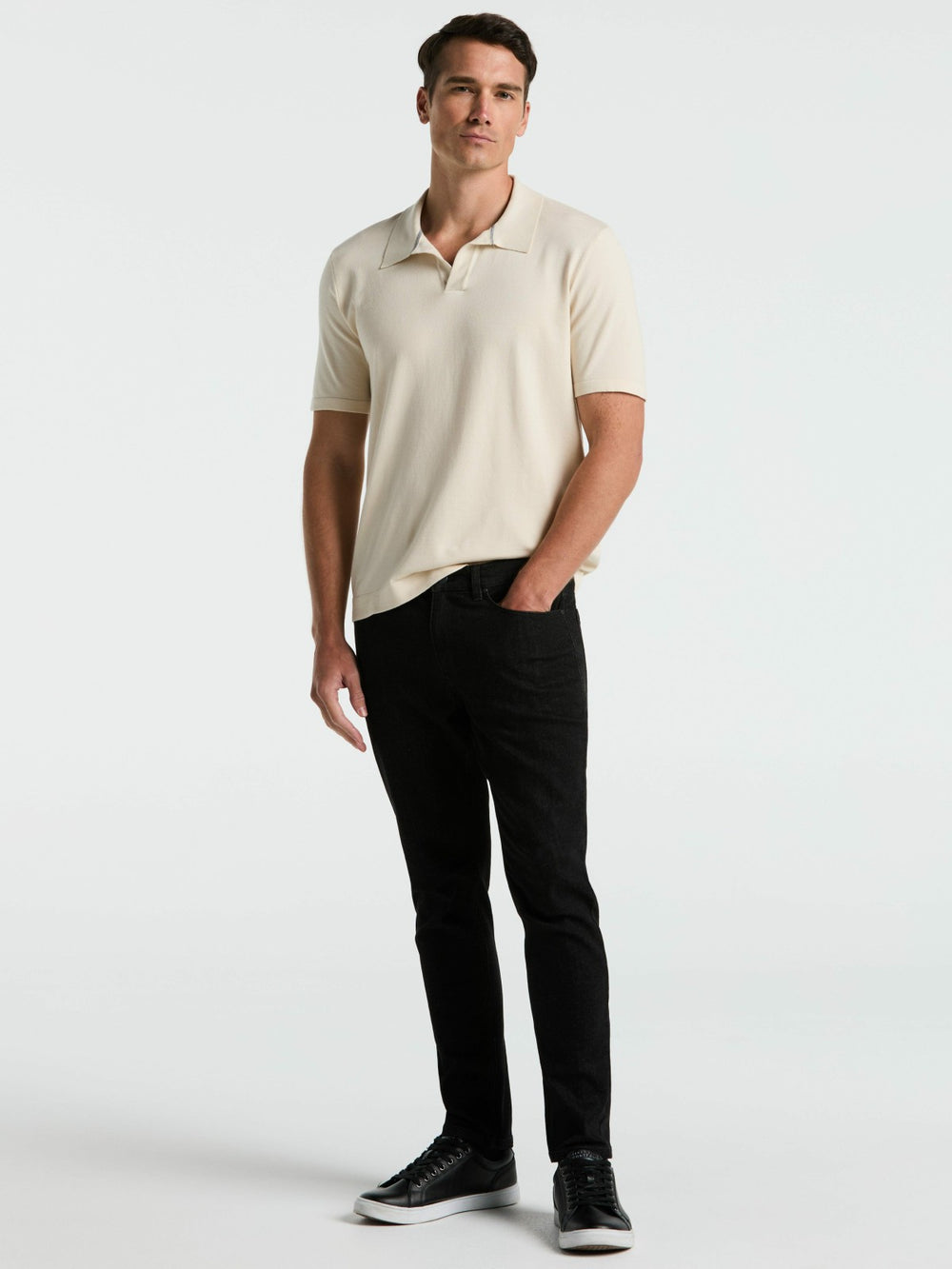 Tech Knit Open Collar Sweater Polo -  Perry Ellis sale