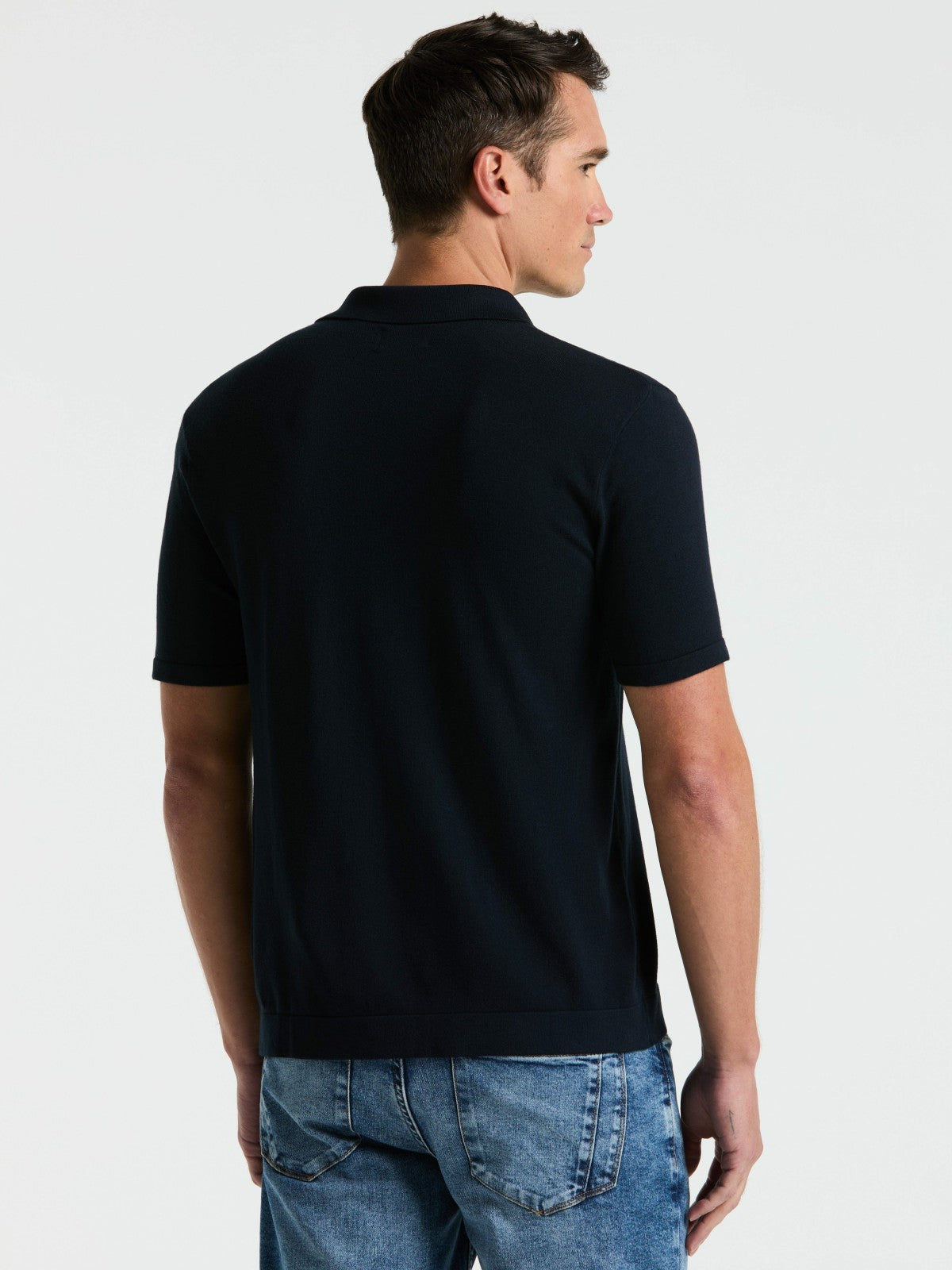 Tech Knit Open Collar Sweater Polo -  Perry Ellis sale
