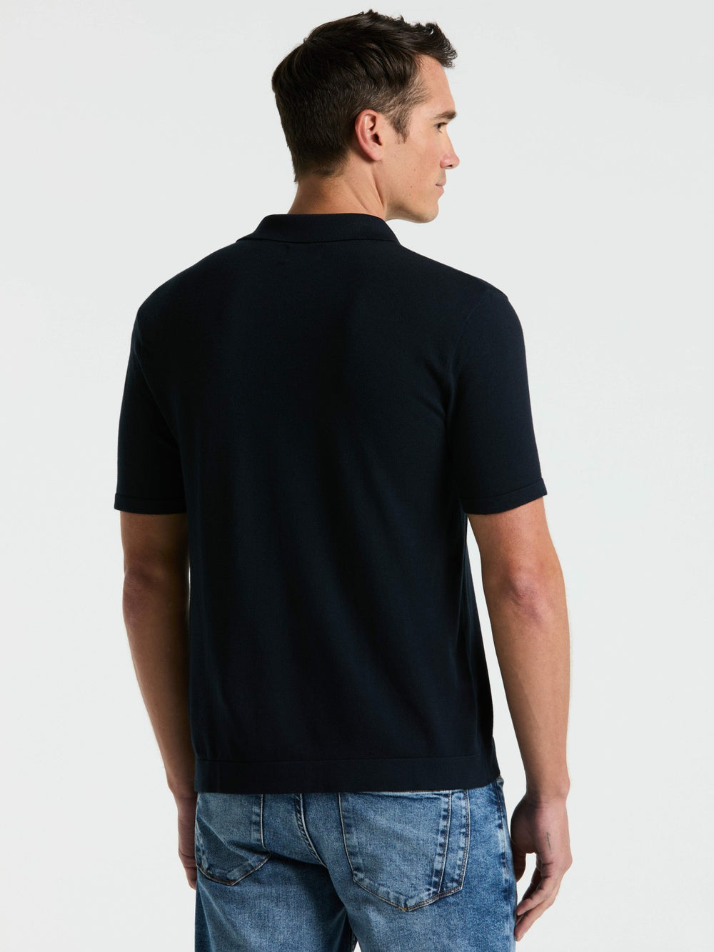 Tech Knit Open Collar Sweater Polo -  Perry Ellis sale