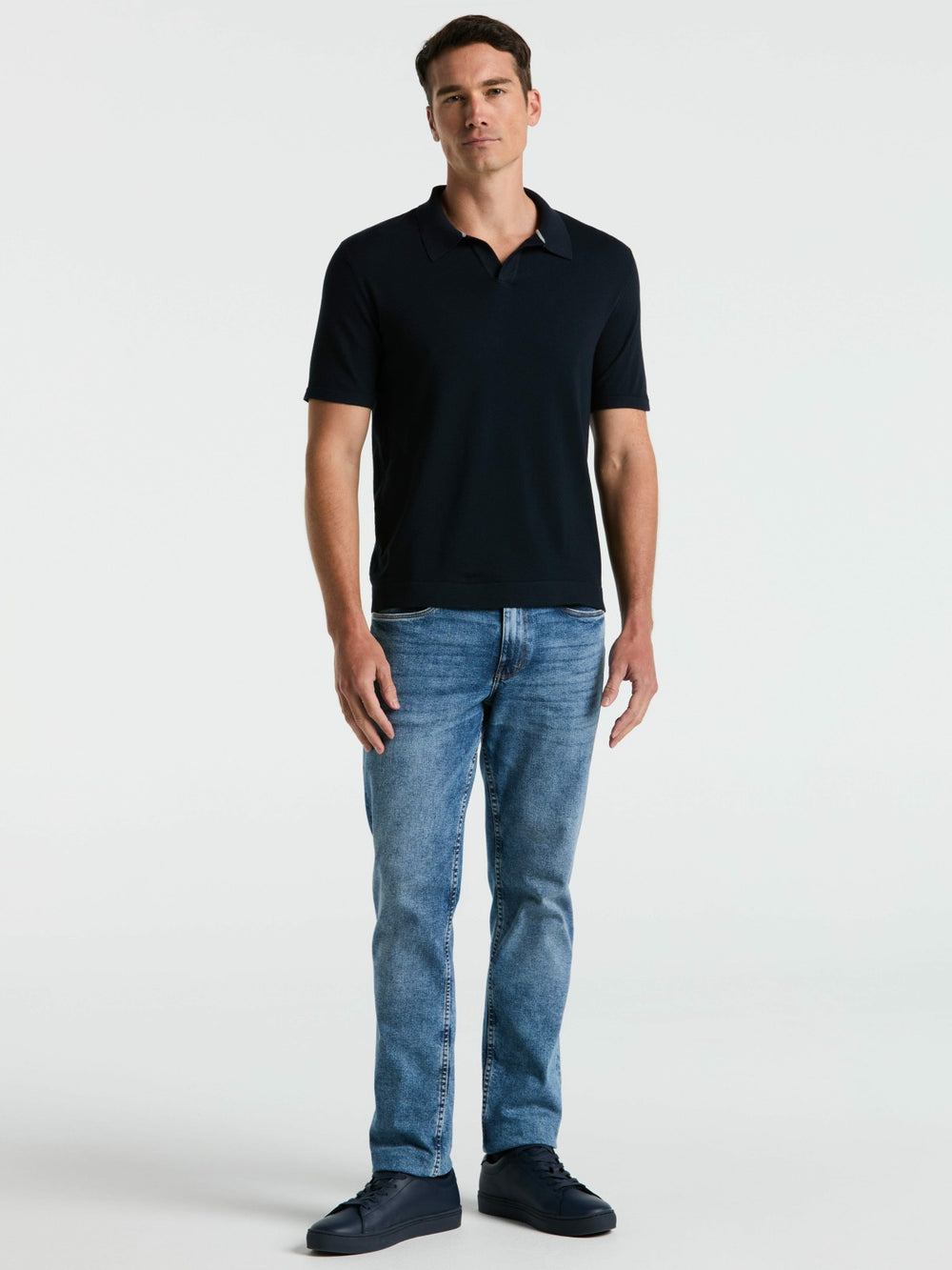 Tech Knit Open Collar Sweater Polo -  Perry Ellis sale