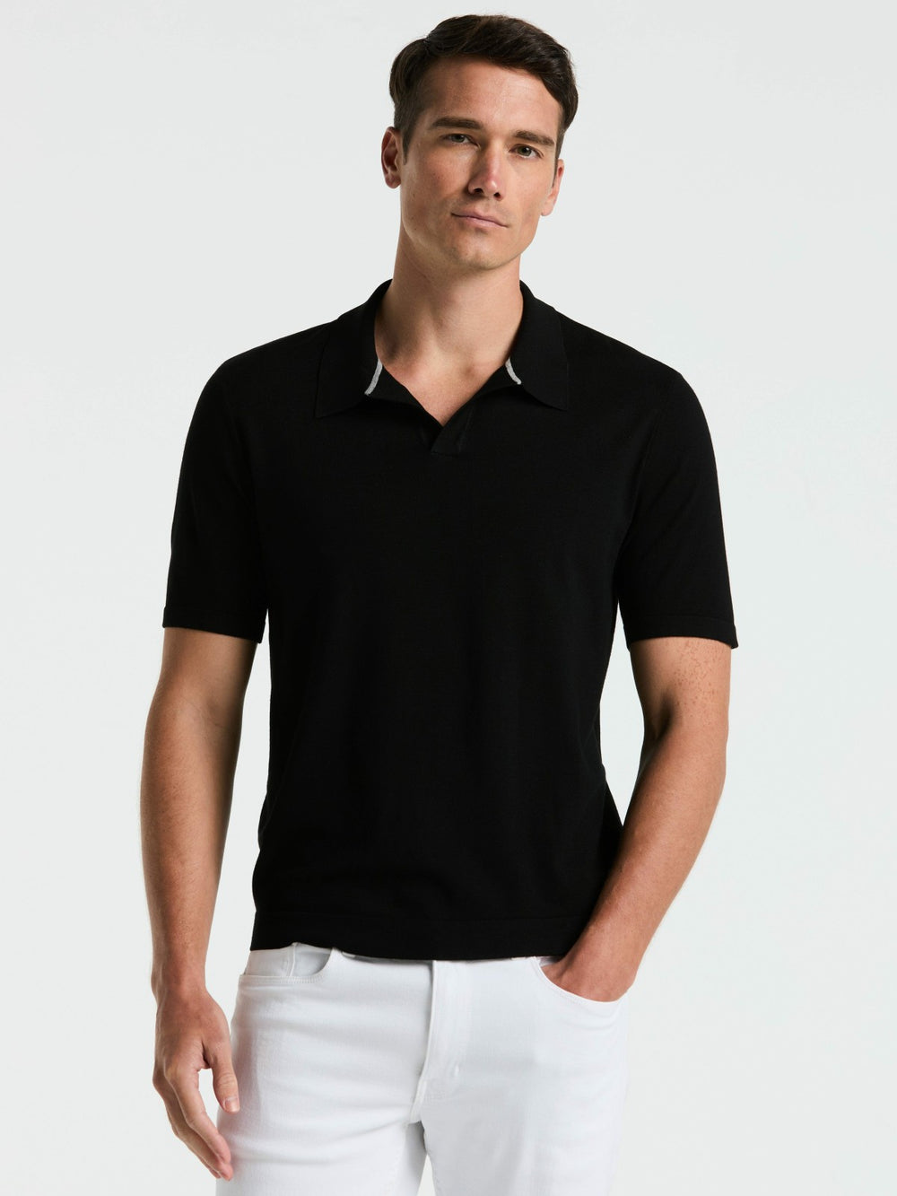 Tech Knit Open Collar Sweater Polo -  Perry Ellis sale