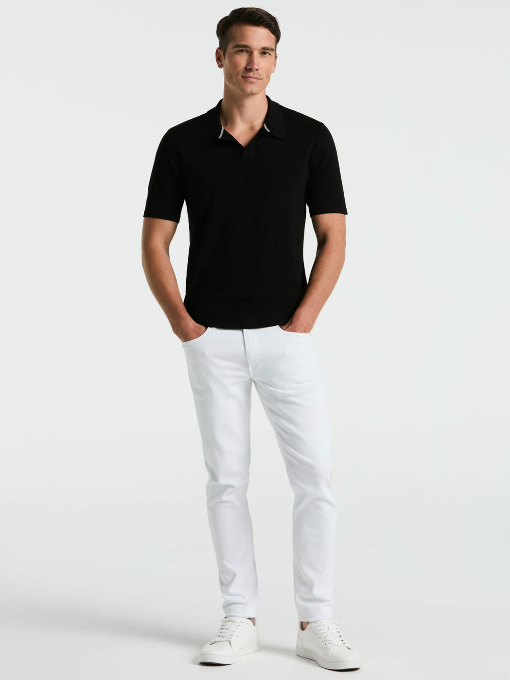 Tech Knit Open Collar Sweater Polo -  Perry Ellis sale