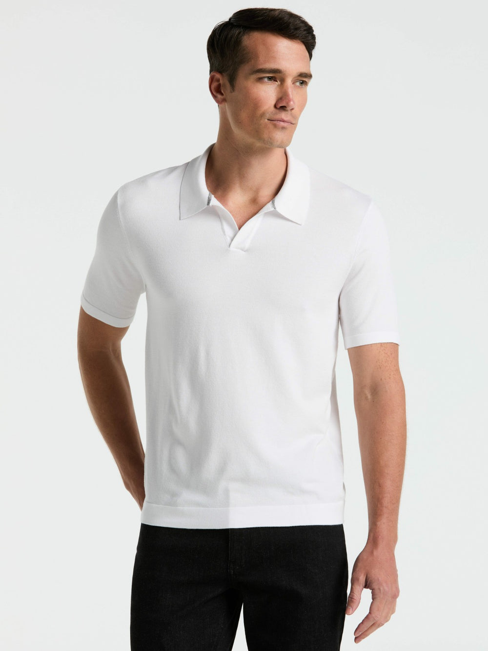 Tech Knit Open Collar Sweater Polo -  Perry Ellis sale