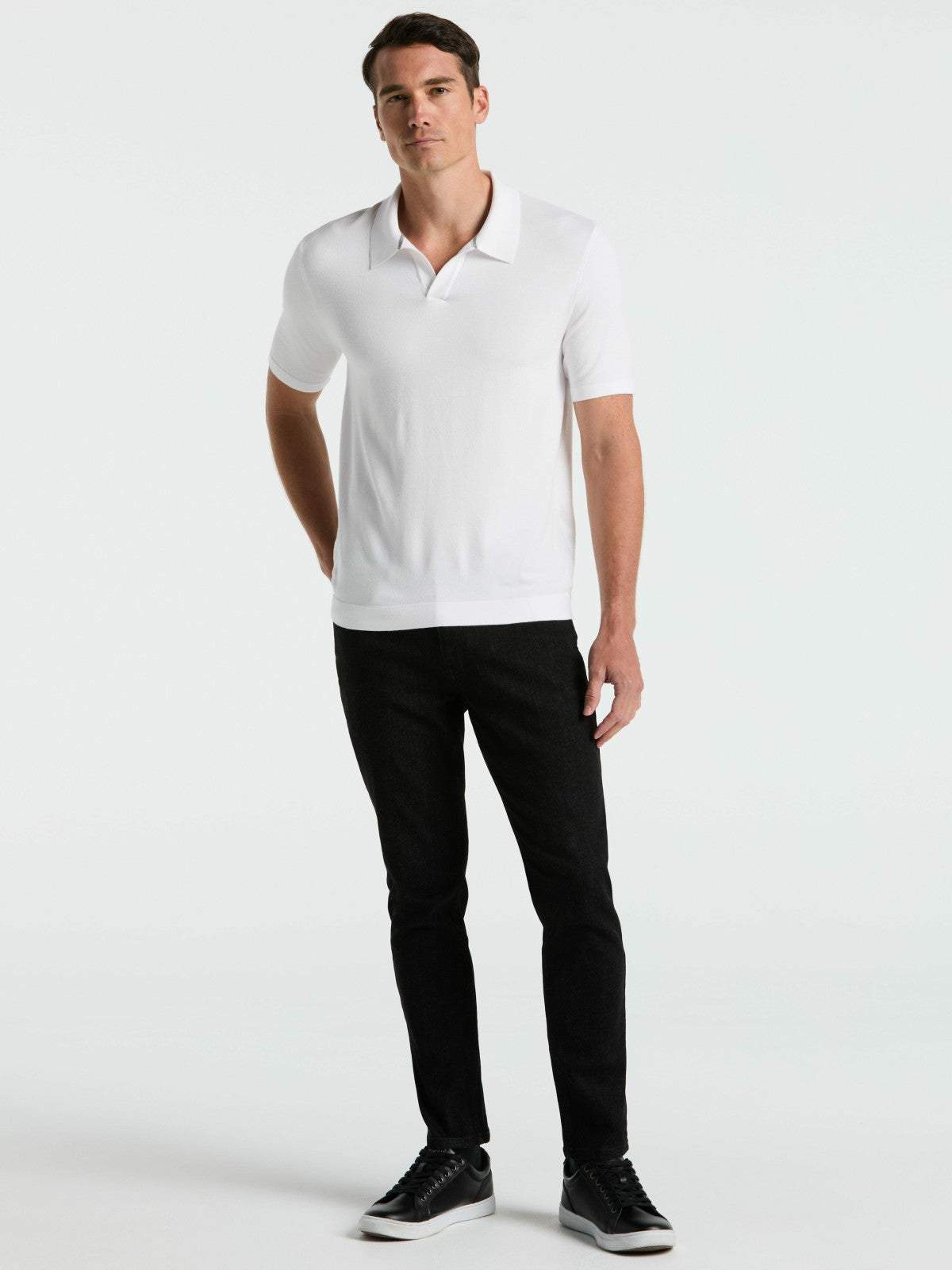 Tech Knit Open Collar Sweater Polo -  Perry Ellis sale