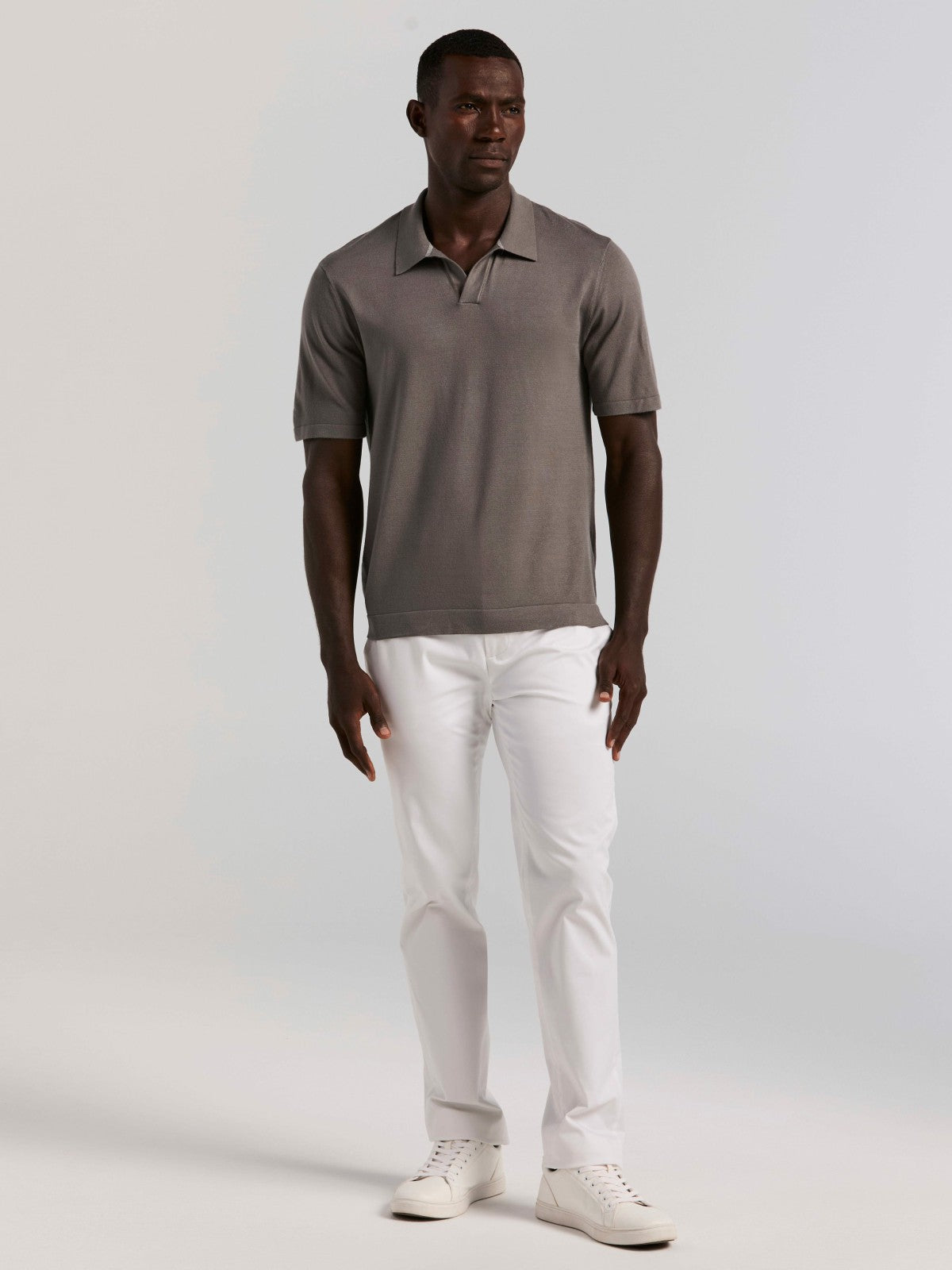 Tech Knit Open Collar Sweater Polo -  Perry Ellis sale