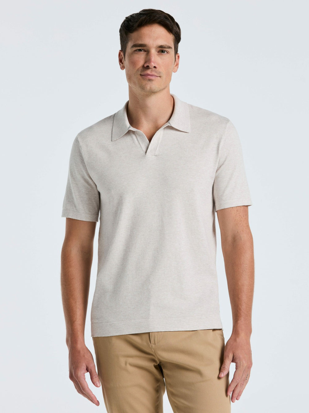 Tech Knit Open Collar Sweater Polo -  Perry Ellis sale