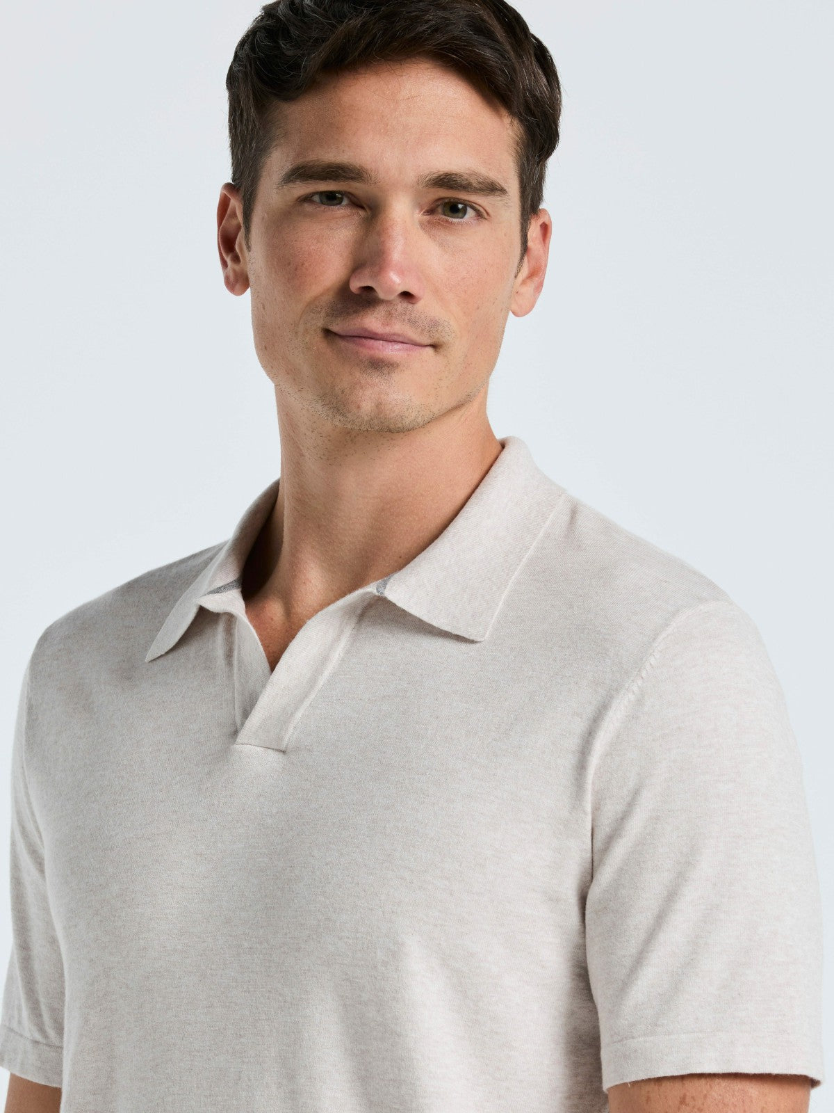 Tech Knit Open Collar Sweater Polo -  Perry Ellis sale